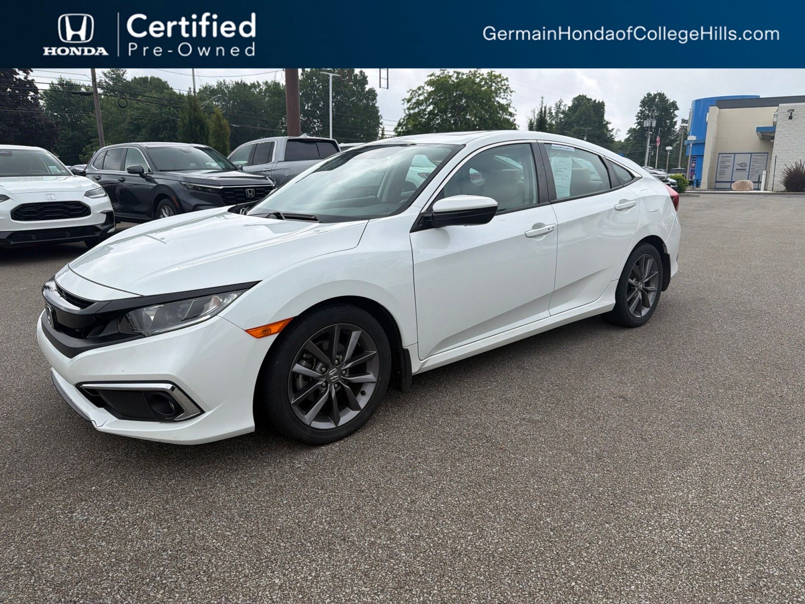 Platinum White Pearl 2021 Honda Civic Sedan Front-Wheel Drive Continuously Variable Transmission