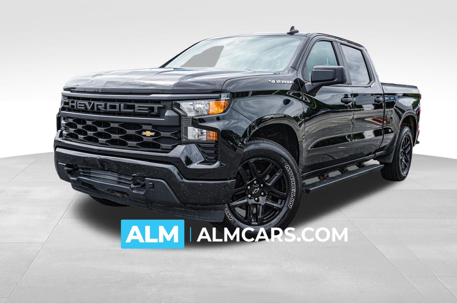 Black 2024 Chevrolet Silverado 1500 Custom Crew Cab 4WD Pickup Truck Four-Wheel Drive 8-Speed Automatic