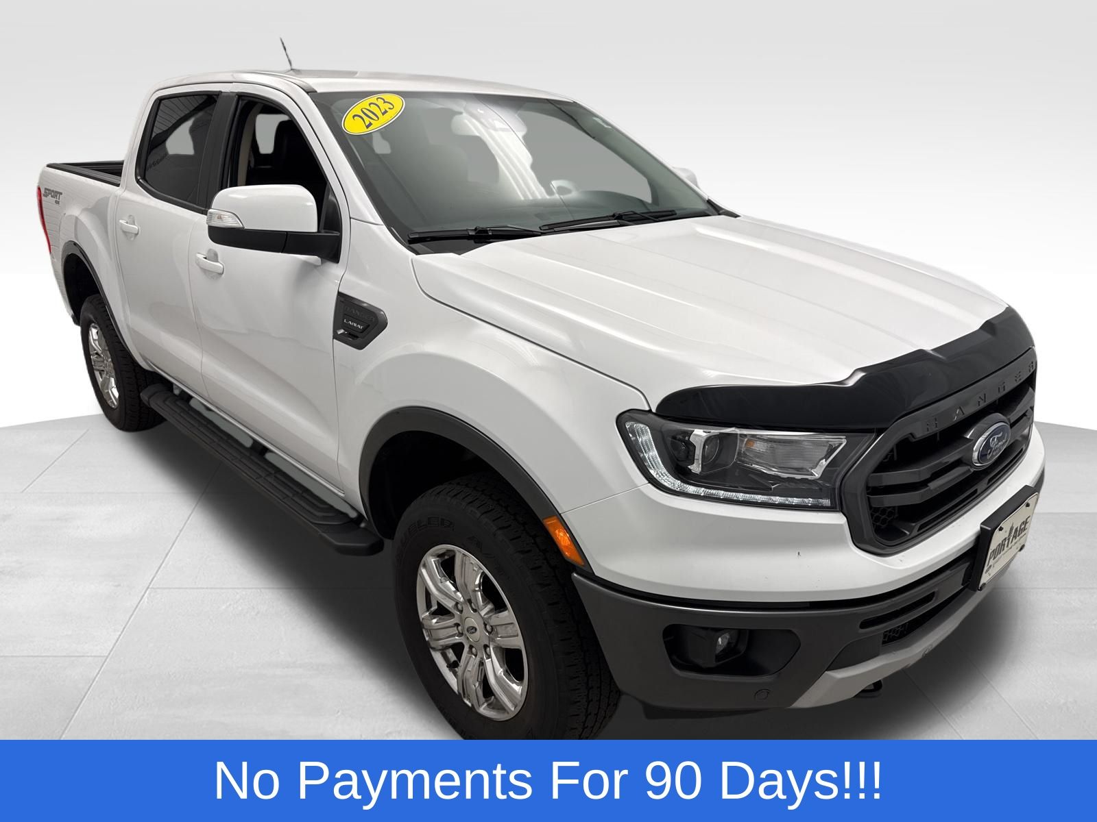 White 2023 Ford Ranger Lariat SuperCrew 4WD Pickup Truck Four-Wheel Drive Automatic
