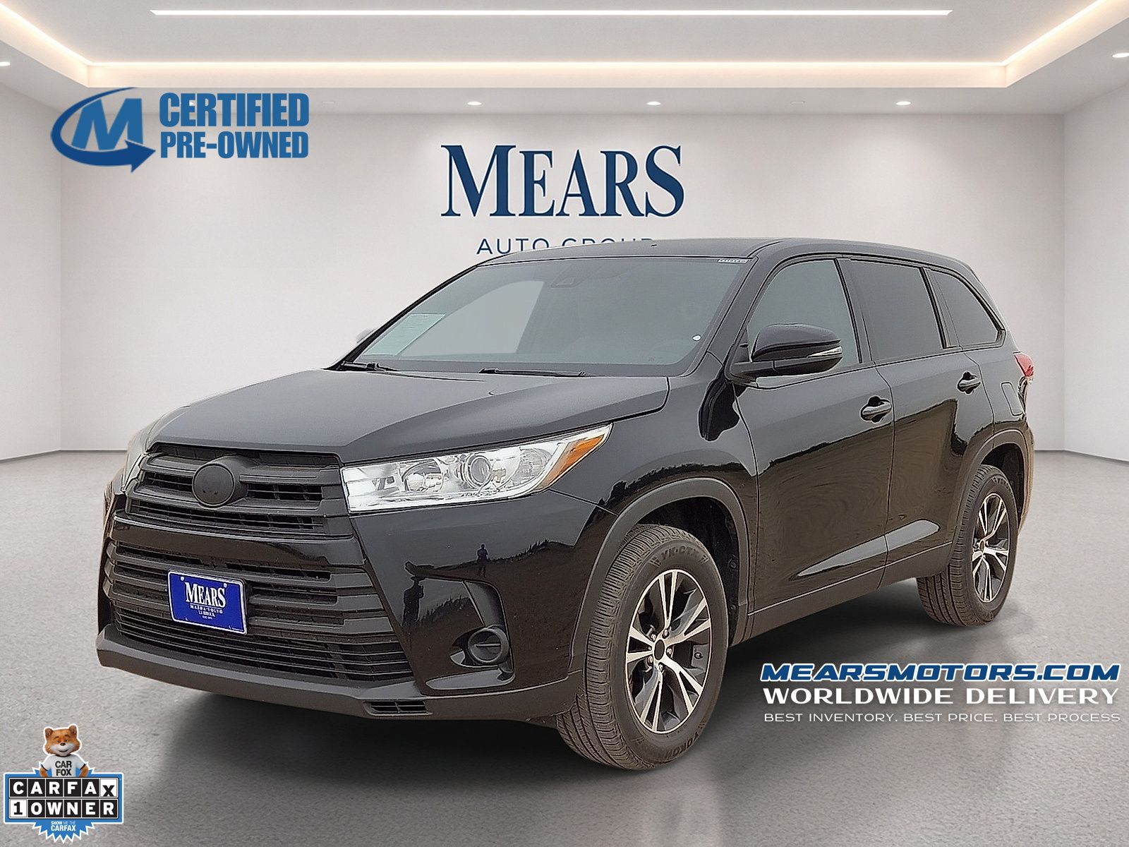 Midnight Black Metallic 2019 Toyota Highlander SUV / Crossover Front-Wheel Drive 6-Speed Automatic