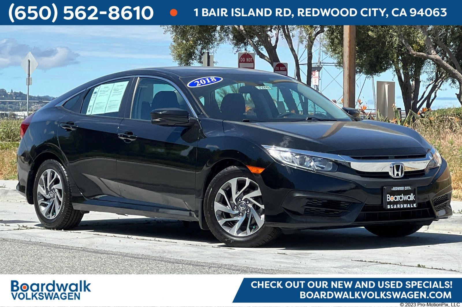 Crystal Black Pearl 2018 Honda Civic EX Sedan Front-Wheel Drive Continuously Variable Transmission