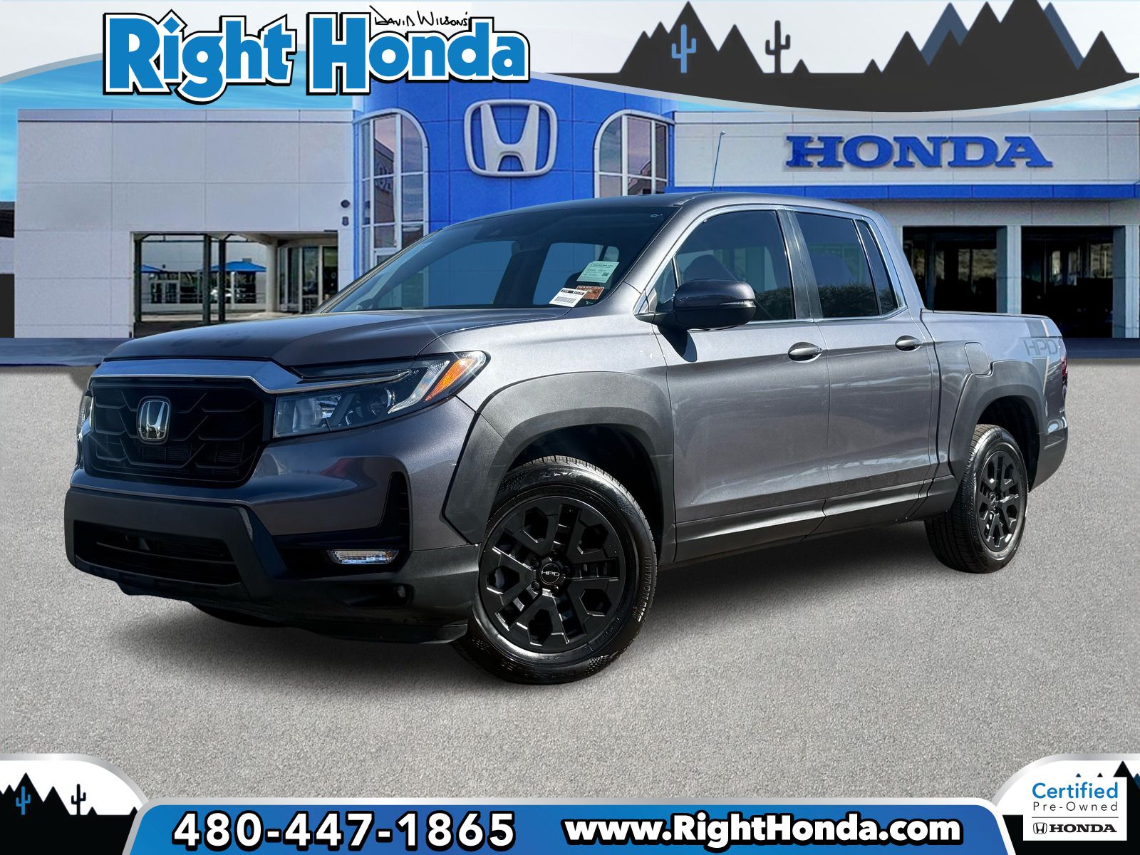 Gray (Modern Steel Metallic) 2023 Honda Ridgeline RTL AWD Pickup Truck All-Wheel Drive 9-Speed Automatic