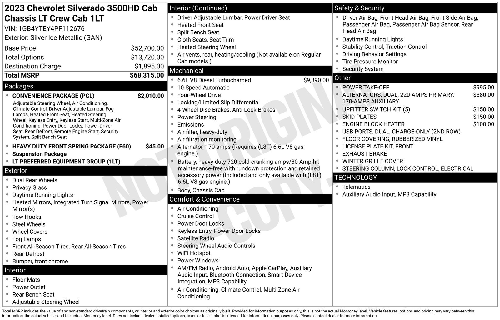 Silver Ice Metallic 2023 Chevrolet Silverado 3500HD Pickup Truck Four-Wheel Drive Automatic