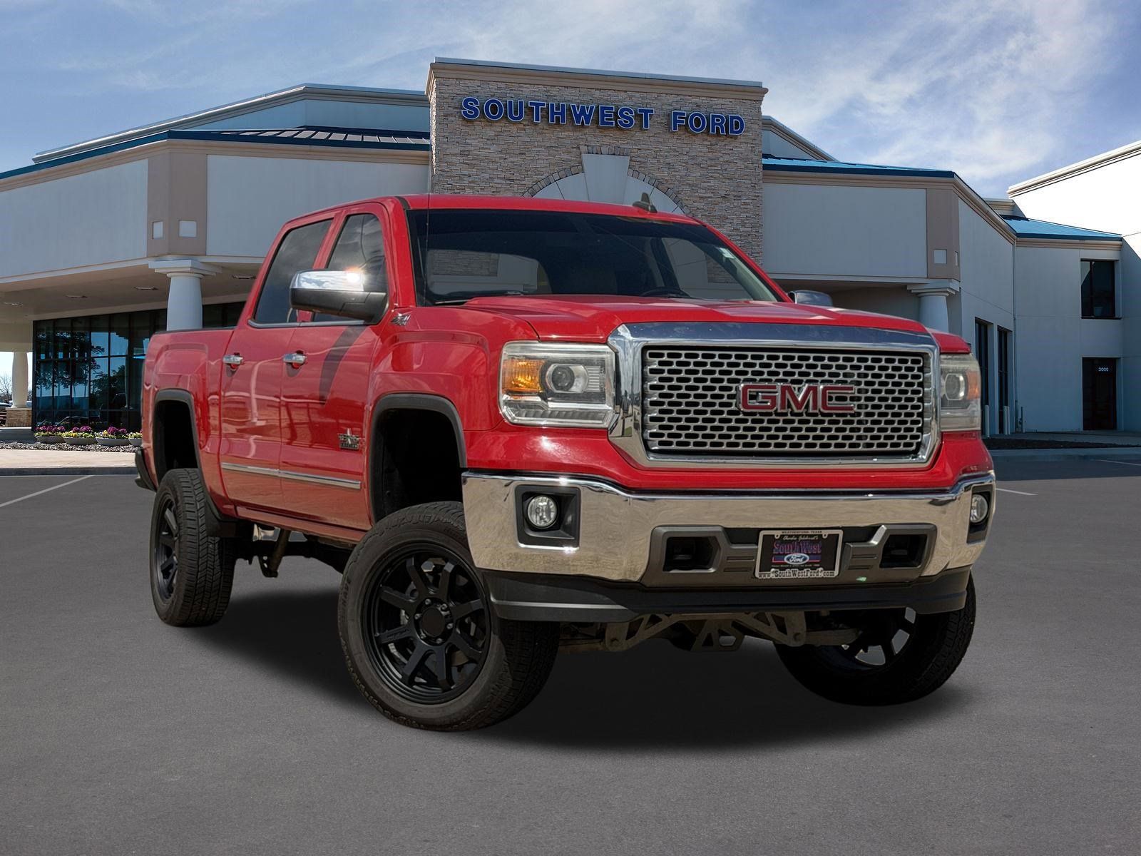 Fire Red 2015 GMC Sierra 1500 SLT Crew Cab 4WD Pickup Truck Four-Wheel Drive 6-Speed Automatic Overdrive