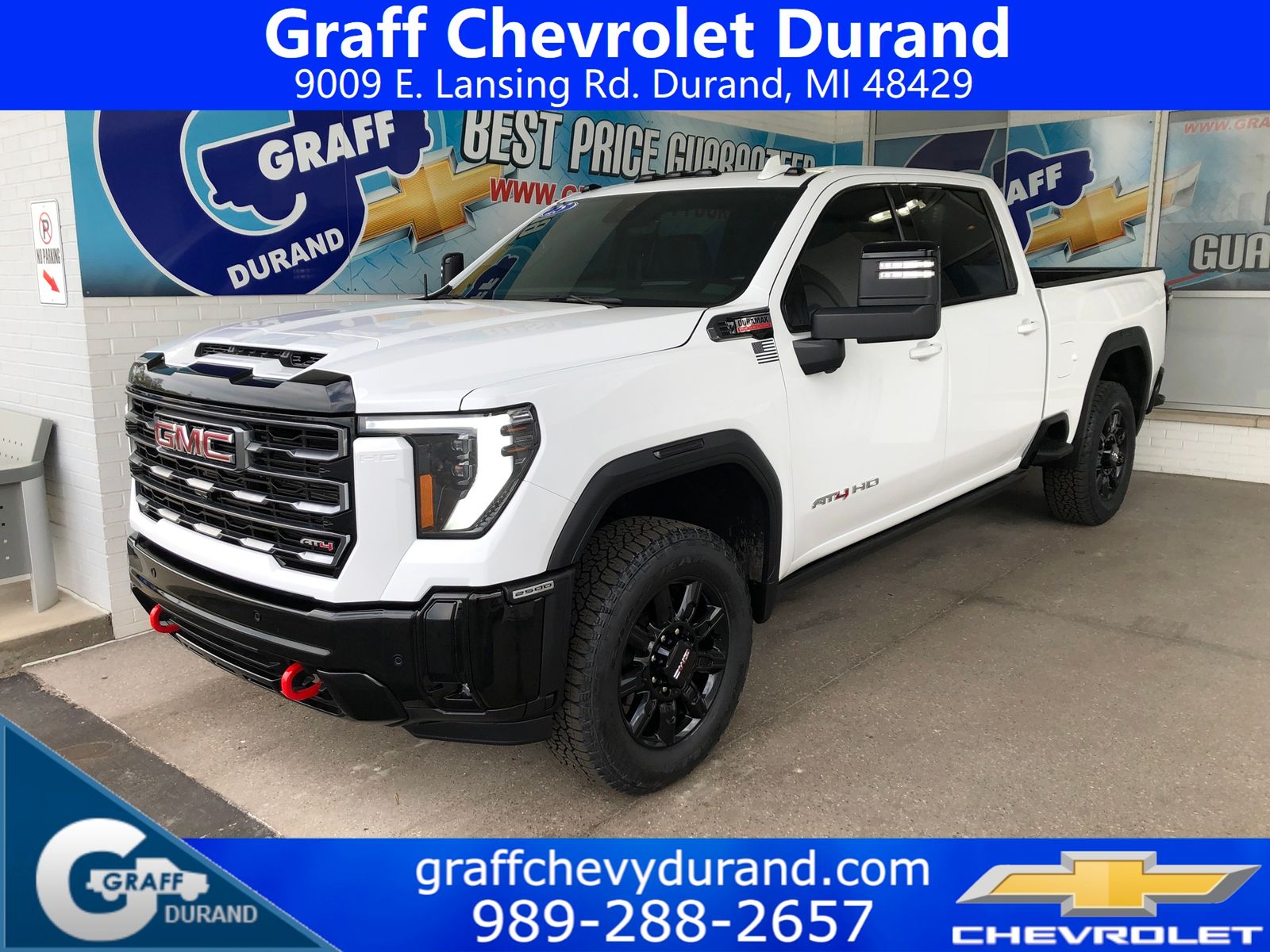 Summit White 2025 GMC Sierra 3500HD AT4 Crew Cab 4WD Pickup Truck Four-Wheel Drive Automatic