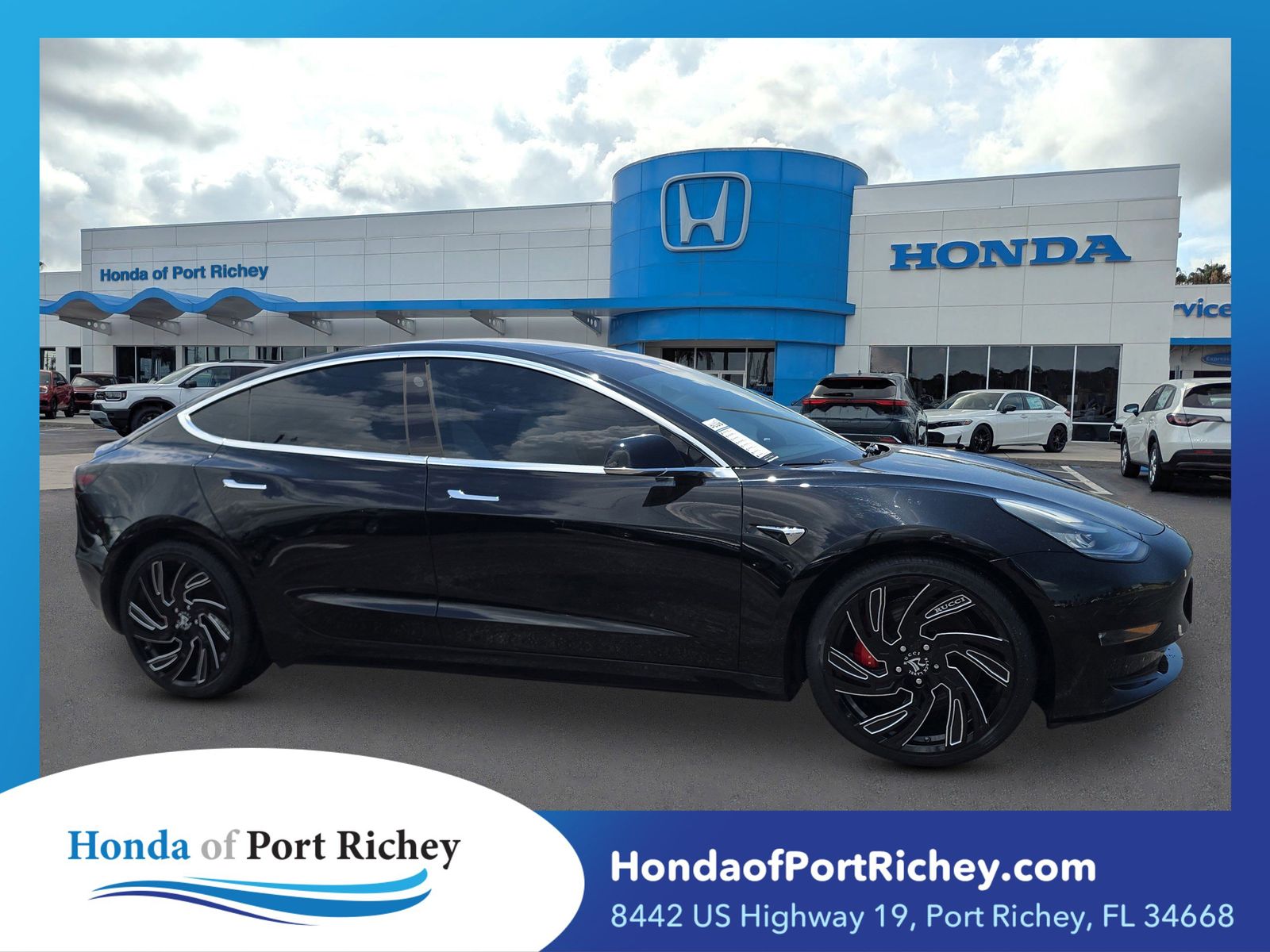 Solid Black 2018 Tesla Model 3 Long Range AWD Sedan All-Wheel Drive 1-Speed Automatic