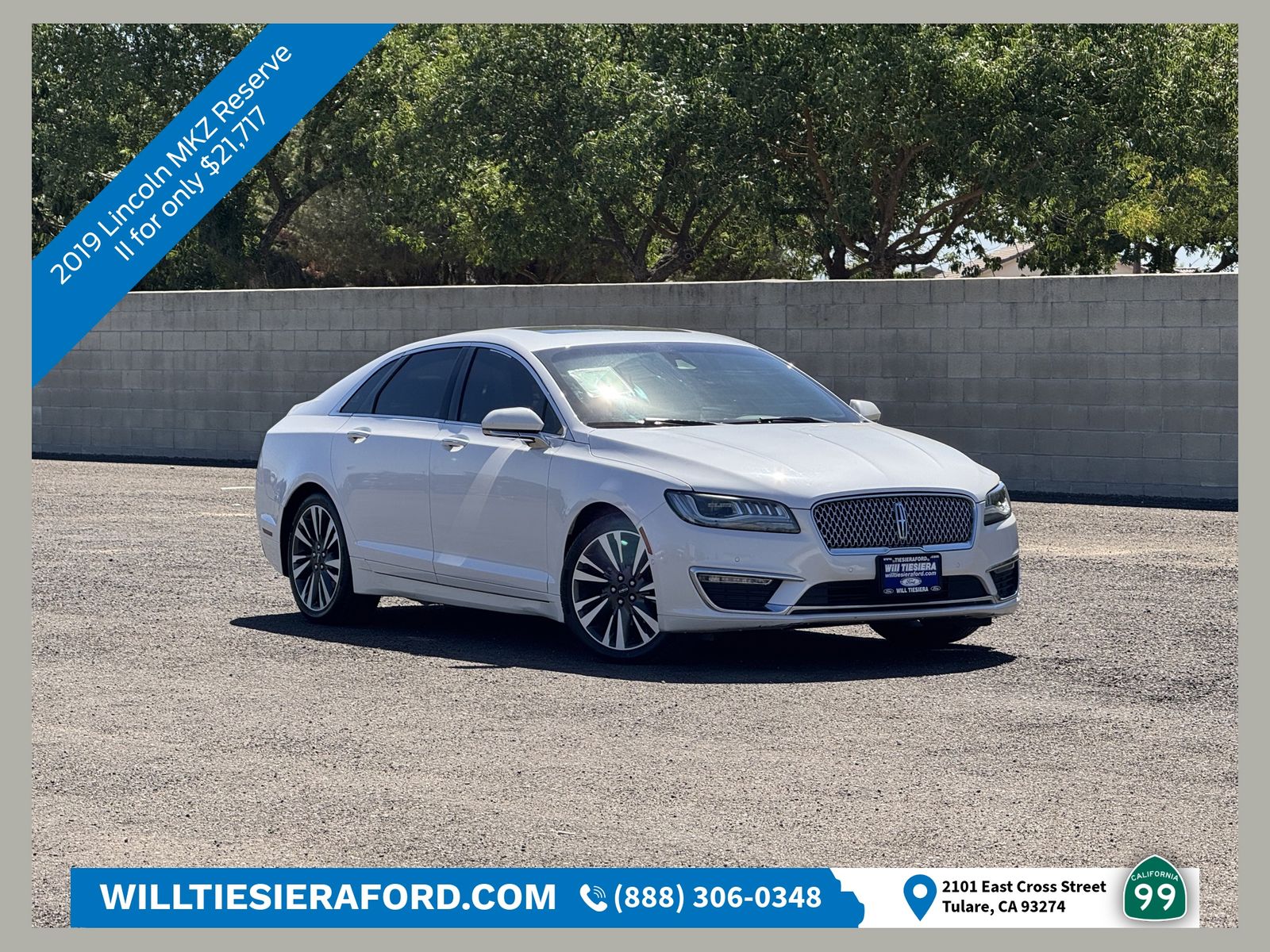 White Platinum Clearcoat Metallic 2019 Lincoln MKZ Sedan Front-Wheel Drive 6-Speed Automatic