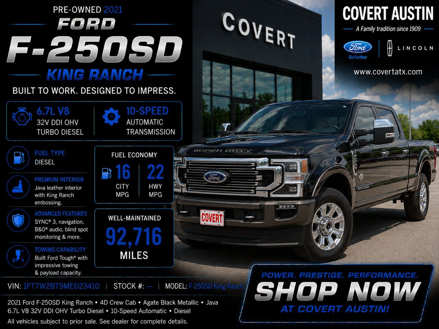 Agate Black Metallic 2021 Ford F-250 Super Duty Pickup Truck Four-Wheel Drive Automatic