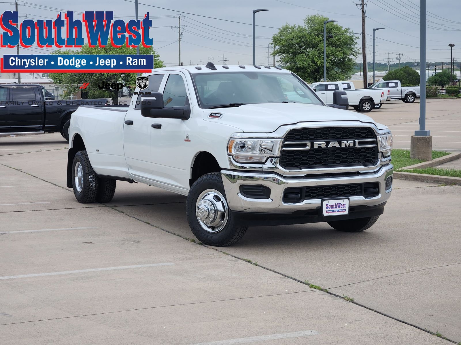 Bright White Clearcoat 2024 RAM 3500 Tradesman Crew Cab LB DRW 4WD Pickup Truck Four-Wheel Drive 6-Speed Automatic