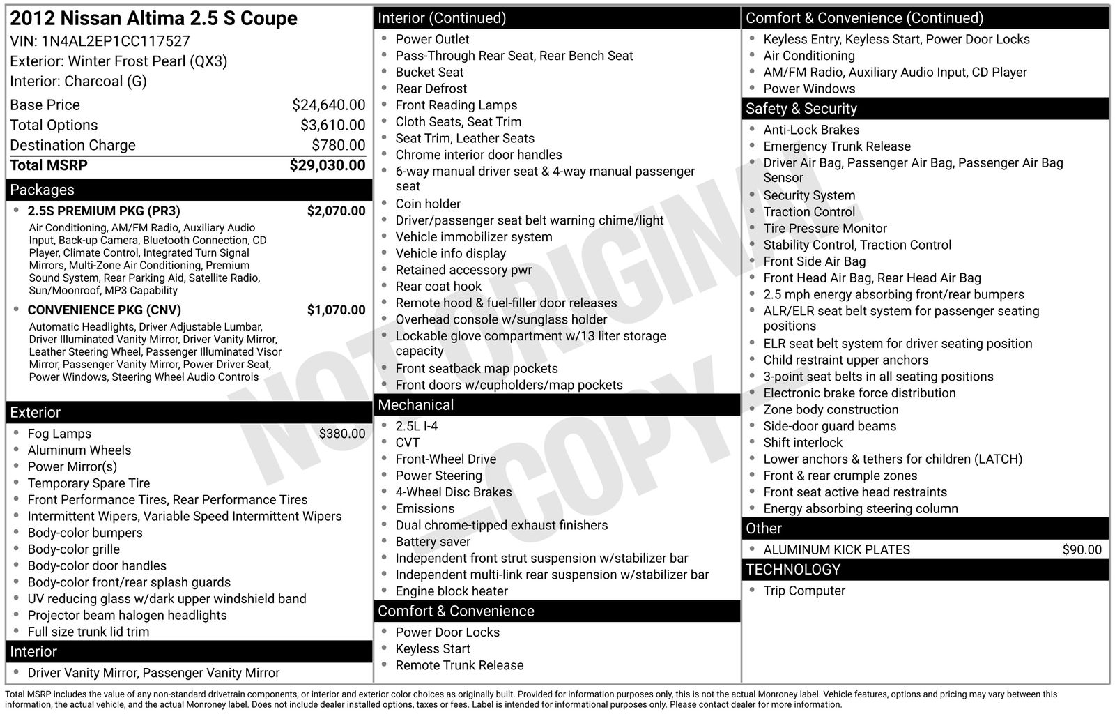 Used Car 2012 Nissan Altima  2.5 S For Sale Under $10,000 In Austin, Texas
