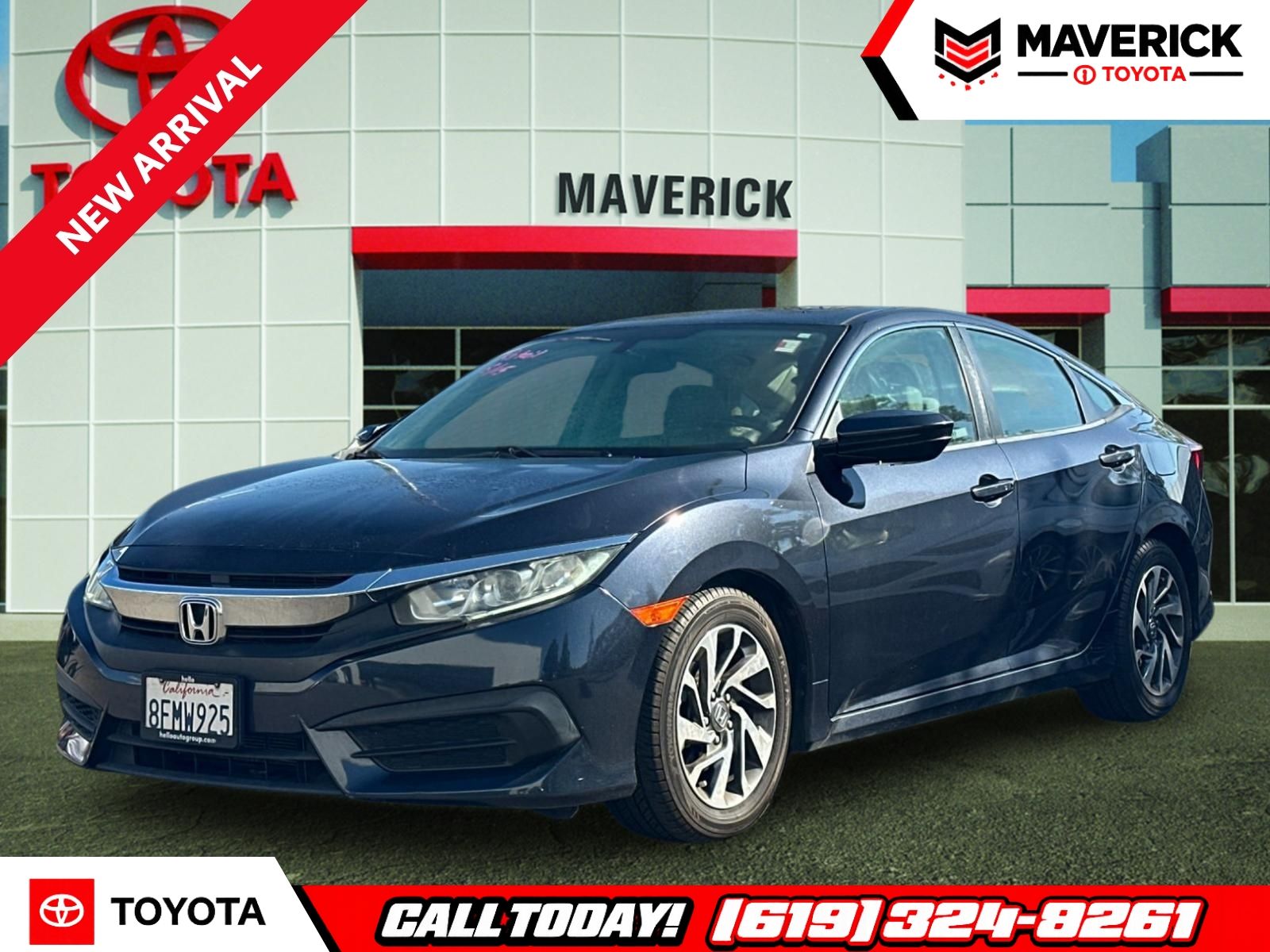Blue 2018 Honda Civic Sedan Front-Wheel Drive Continuously Variable Transmission