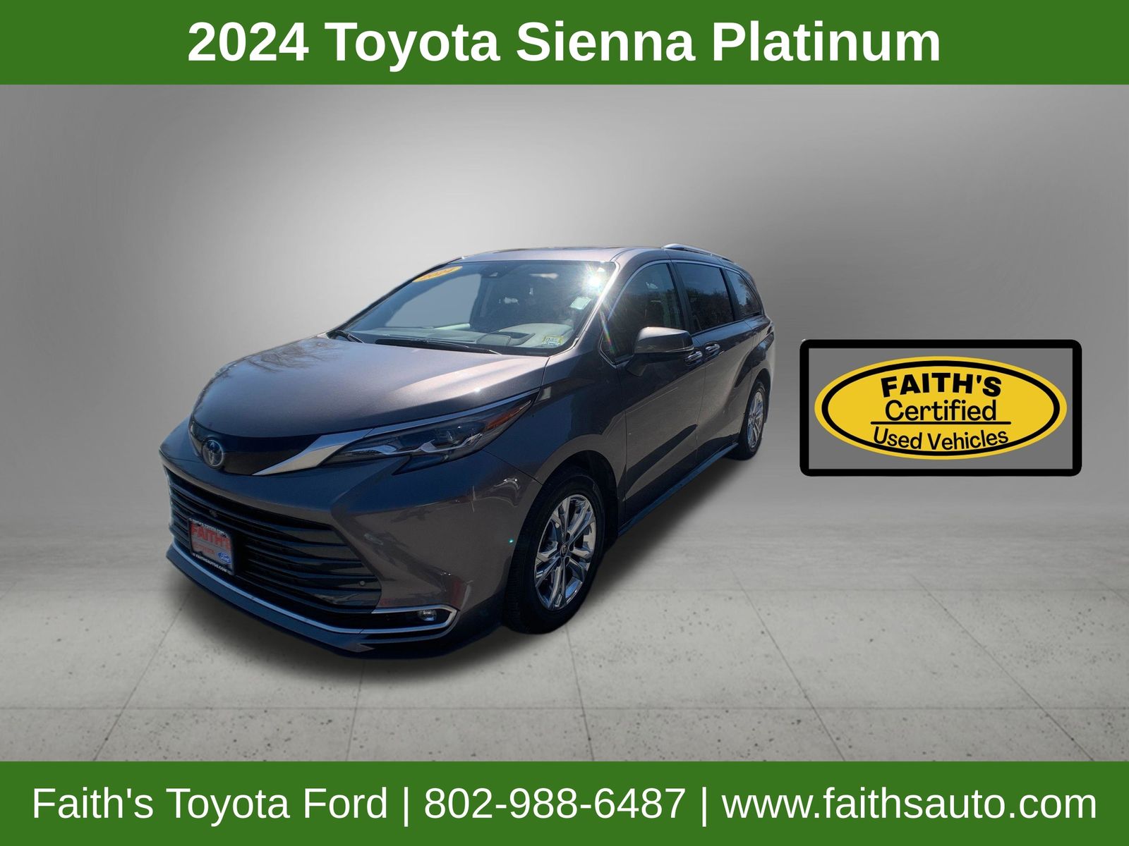 Predawn Gray Mica 2024 Toyota Sienna Platinum 7-Passenger AWD Minivan All-Wheel Drive Continuously Variable Transmission