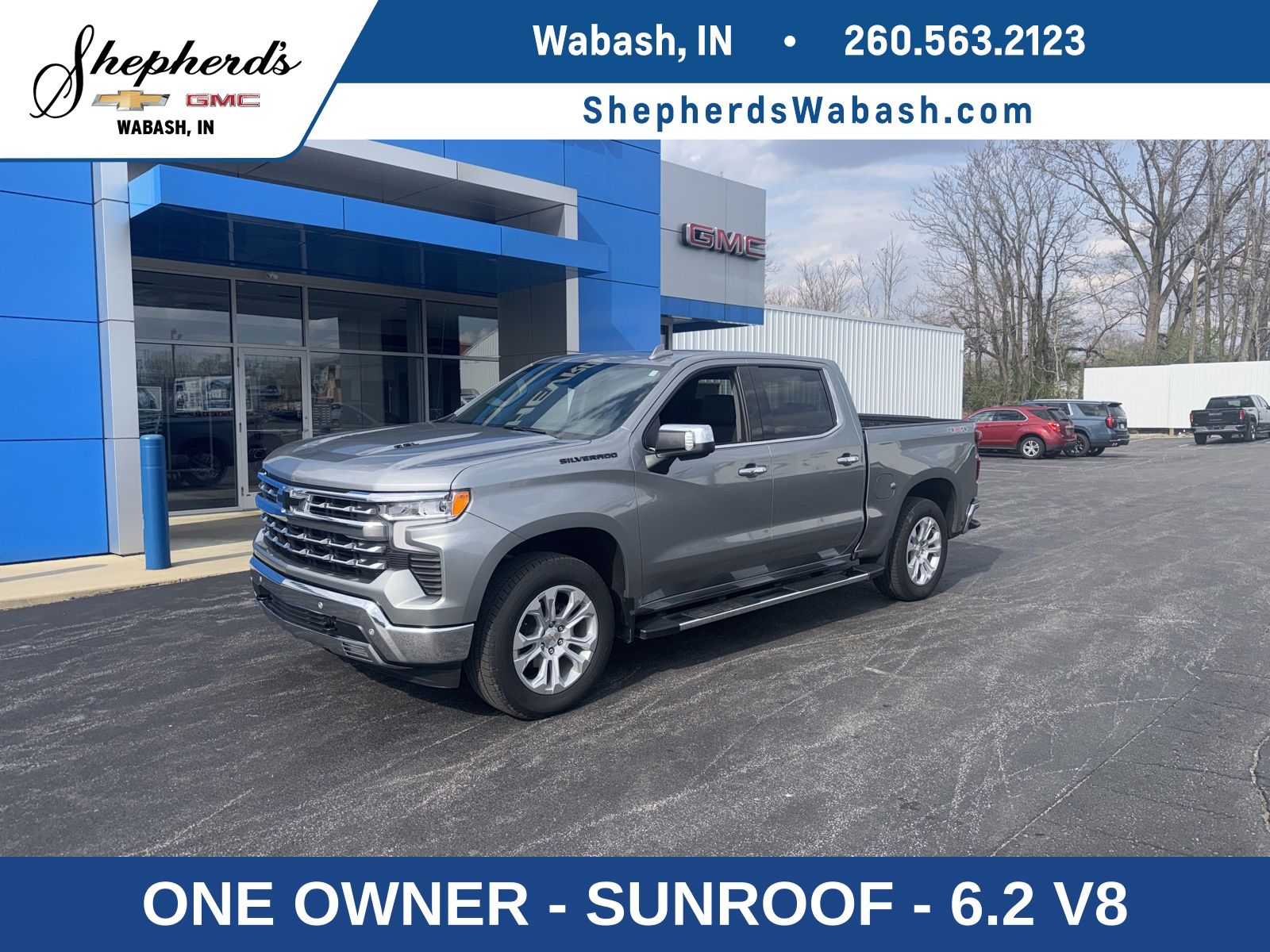 Sterling Gray Metallic 2023 Chevrolet Silverado 1500 LTZ Crew Cab 4WD Pickup Truck Four-Wheel Drive Automatic