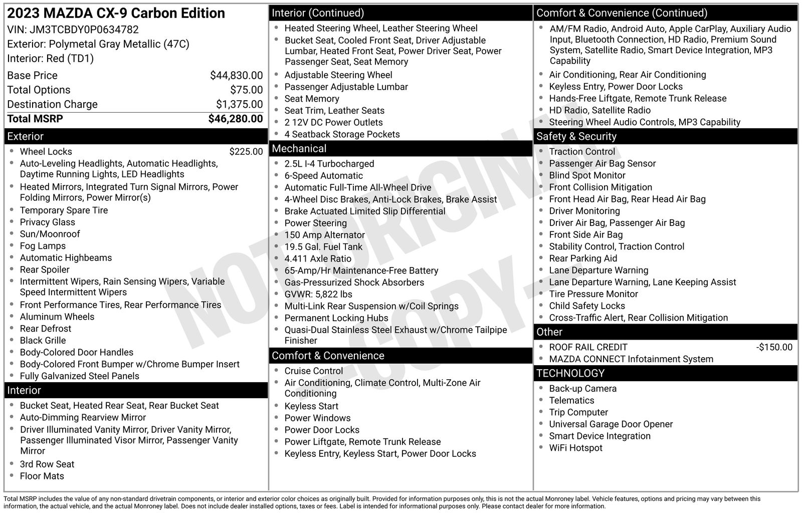 Used Car 2023 Mazda Cx-9  Carbon Edition For Sale Under $30,000 In Austin, Texas