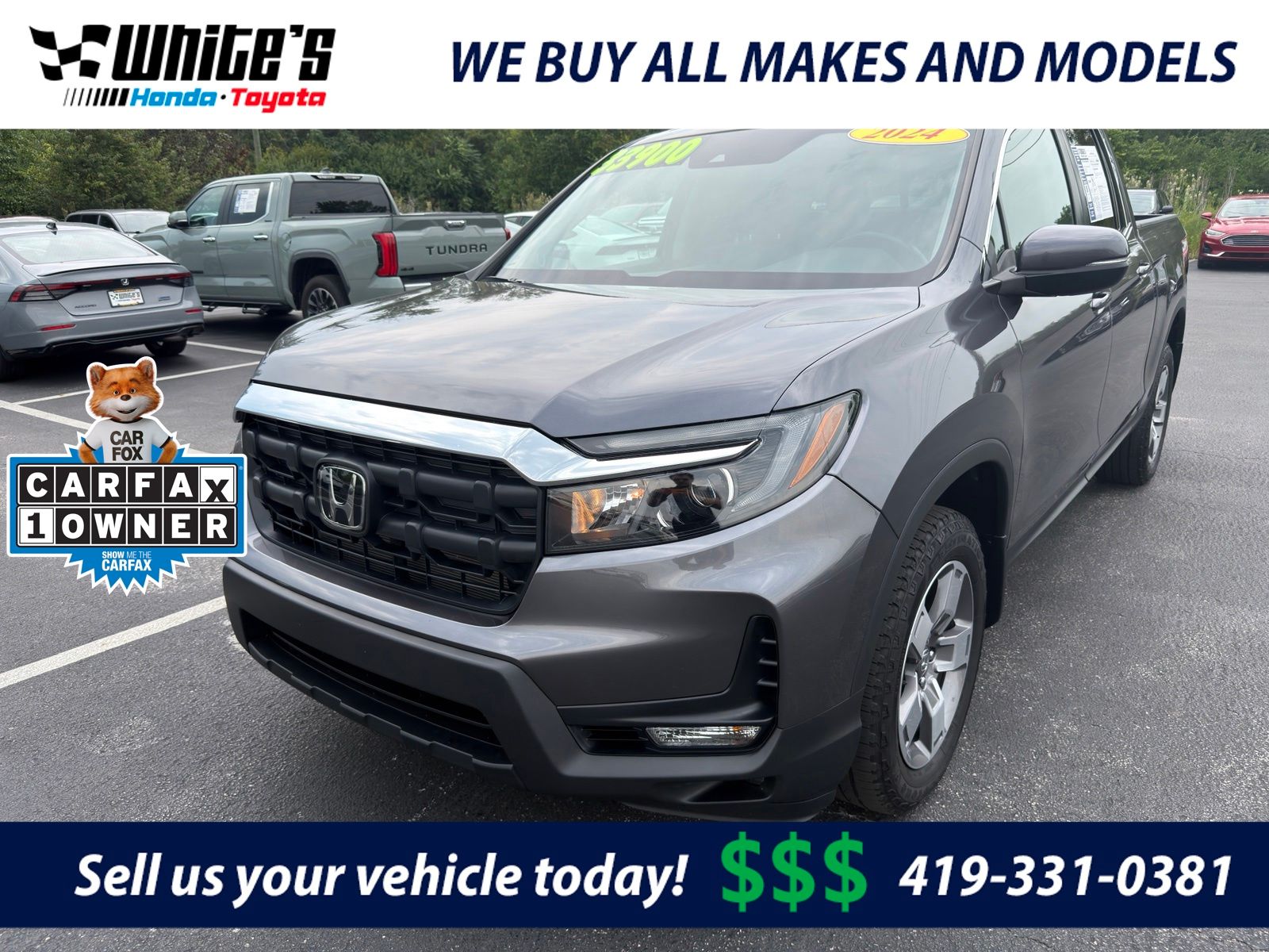 Gray 2024 Honda Ridgeline Pickup Truck All-Wheel Drive 9-Speed Automatic