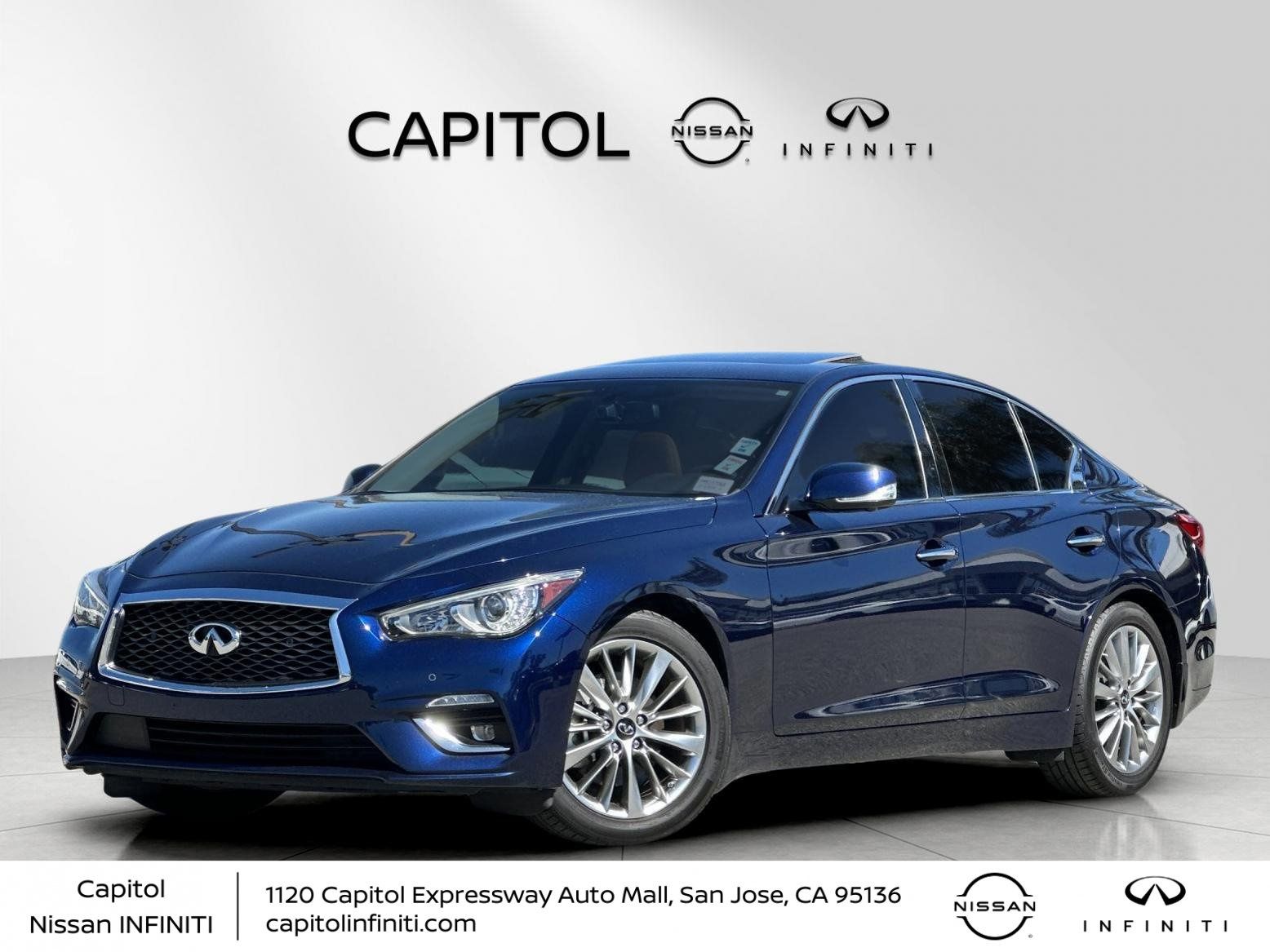 Grand Blue 2023 INFINITI Q50 Luxe RWD Sedan Rear-Wheel Drive 7-Speed Automatic Overdrive