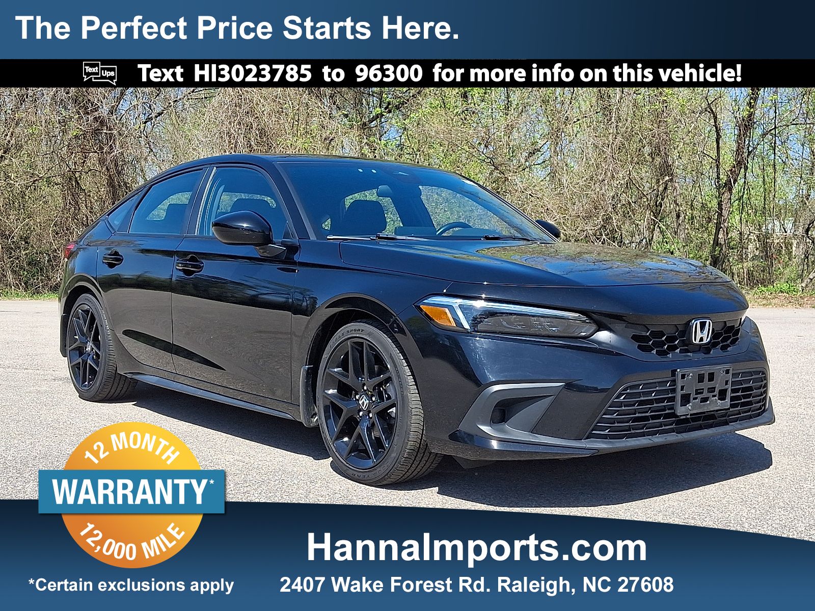 Crystal Black Pearl 2024 Honda Civic Hatchback Sport FWD Hatchback Front-Wheel Drive Continuously Variable Transmission