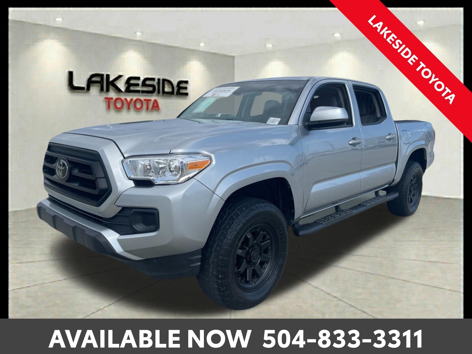Silver 2023 Toyota Tacoma SR V6 Double Cab 4WD Pickup Truck Four-Wheel Drive 6-Speed Automatic
