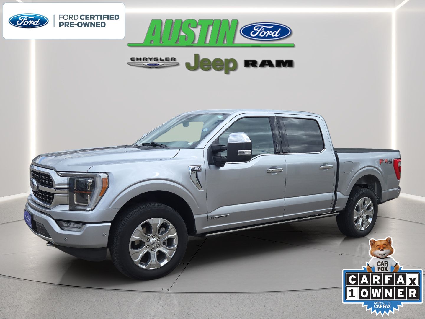 Iconic Silver Metallic 2022 Ford F-150 Pickup Truck Four-Wheel Drive Automatic