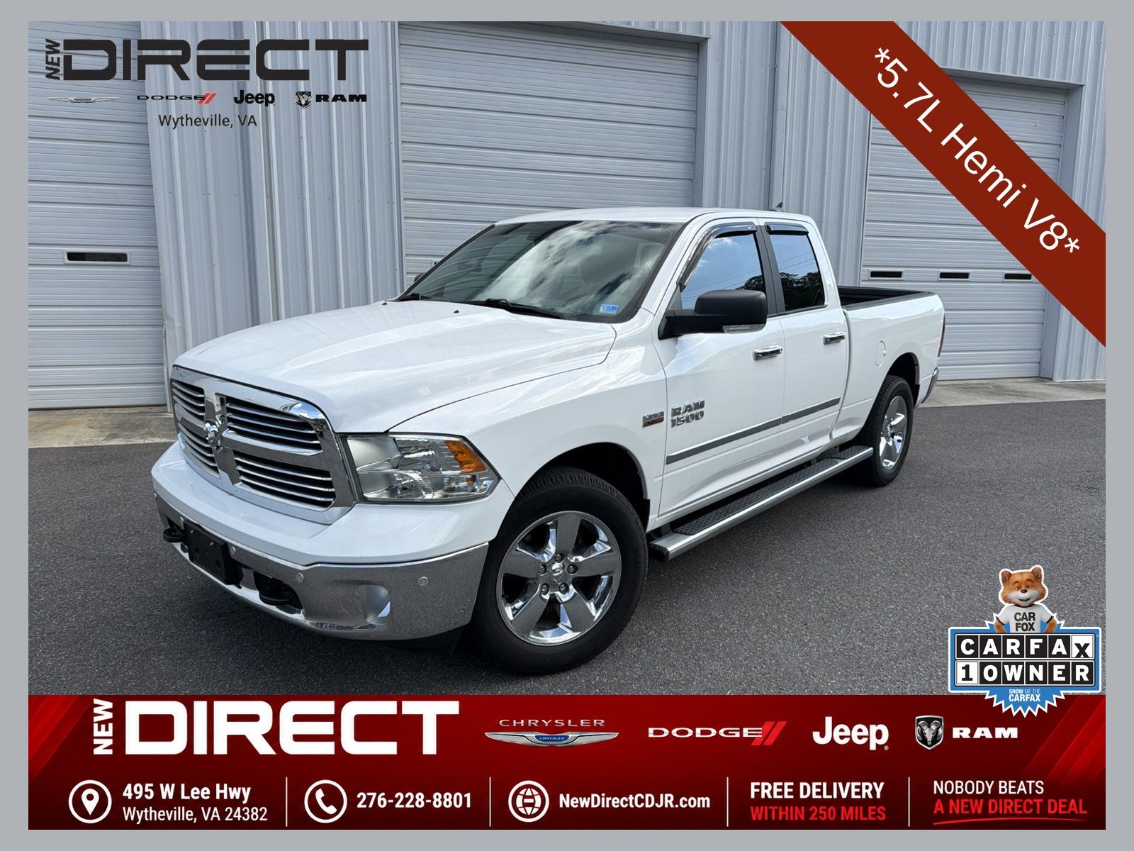 Bright White Clearcoat 2018 RAM 1500 Pickup Truck Four-Wheel Drive 8-Speed Automatic