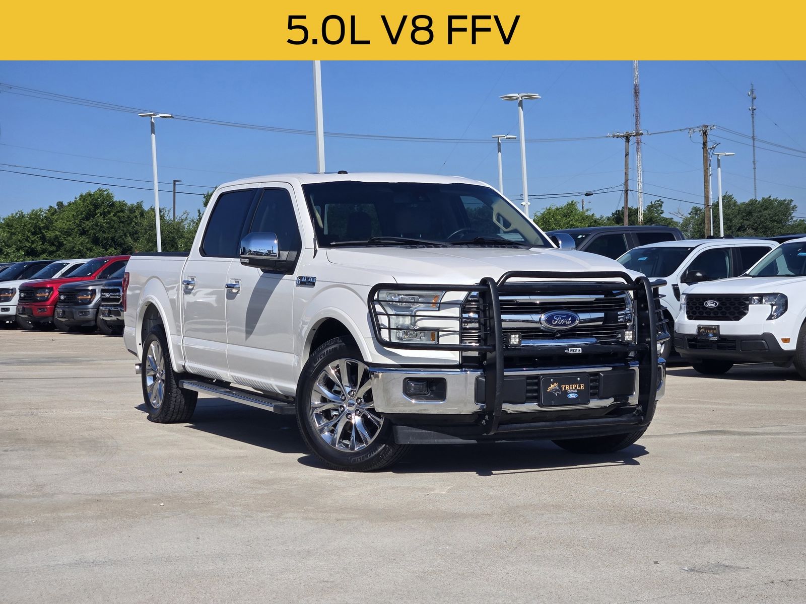White Platinum Clearcoat Metallic 2017 Ford F-150 Lariat SuperCrew Pickup Truck 4X2 6-Speed Automatic