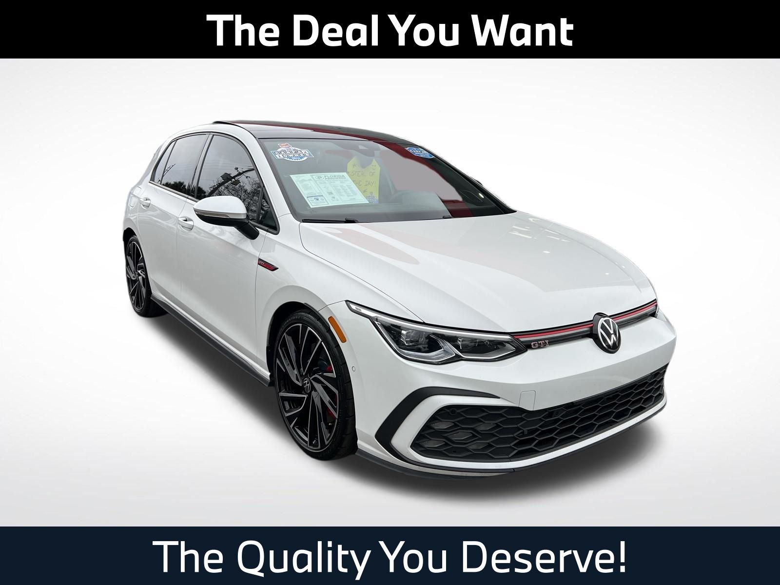Opal White 2023 Volkswagen Golf GTI 2.0T Autobahn FWD Hatchback Front-Wheel Drive 7-Speed Dual Clutch