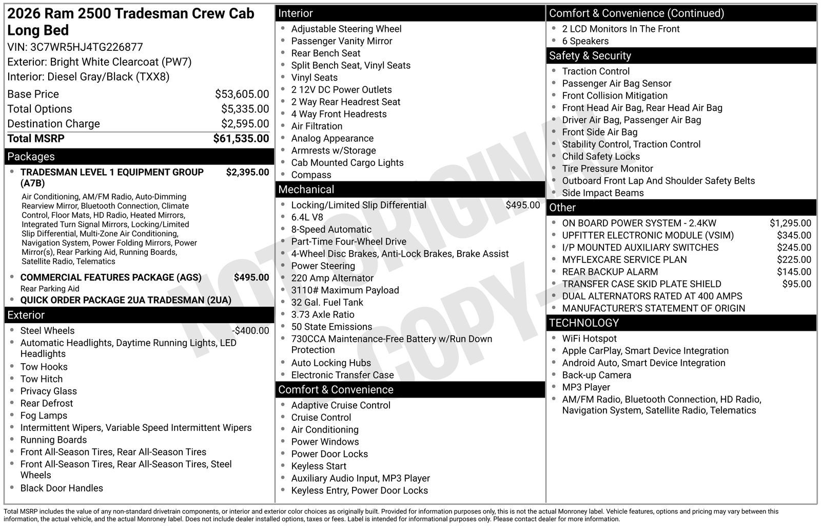 New 2026 Bright White Clear-Coat Exterior Paint RAM Tradesman image 5