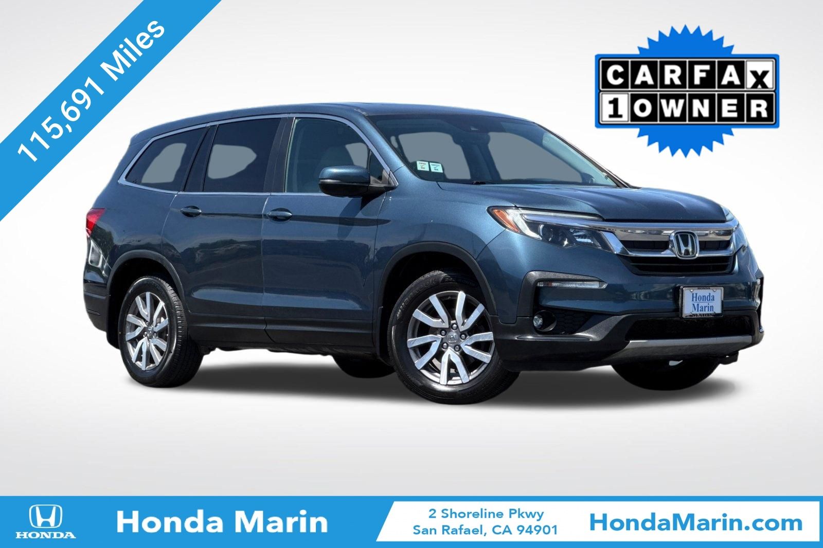 Gray (Steel Sapphire Metallic) 2022 Honda Pilot EX-L FWD SUV / Crossover Front-Wheel Drive 9-Speed Automatic