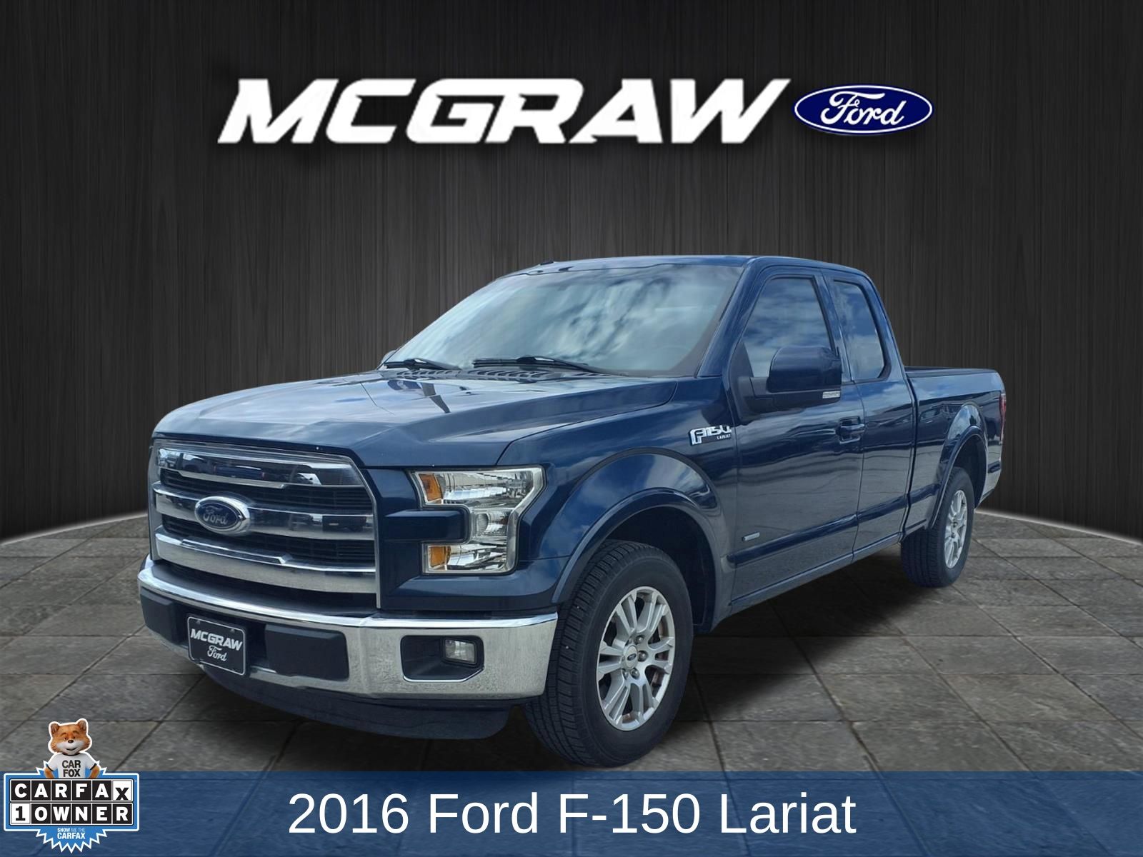 Blue 2016 Ford F-150 Lariat SuperCab Pickup Truck 4X2 6-Speed Automatic