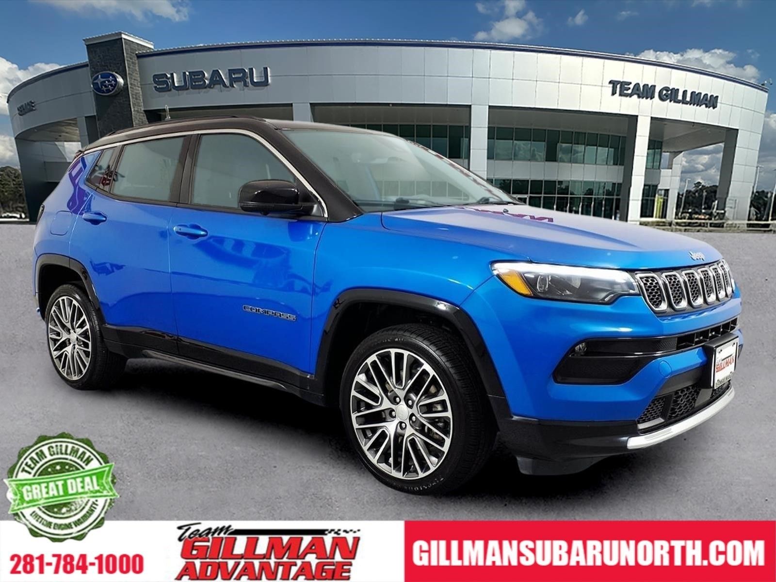Laser Blue Pearlcoat 2023 Jeep Compass SUV / Crossover Four-Wheel Drive 8-Speed Automatic
