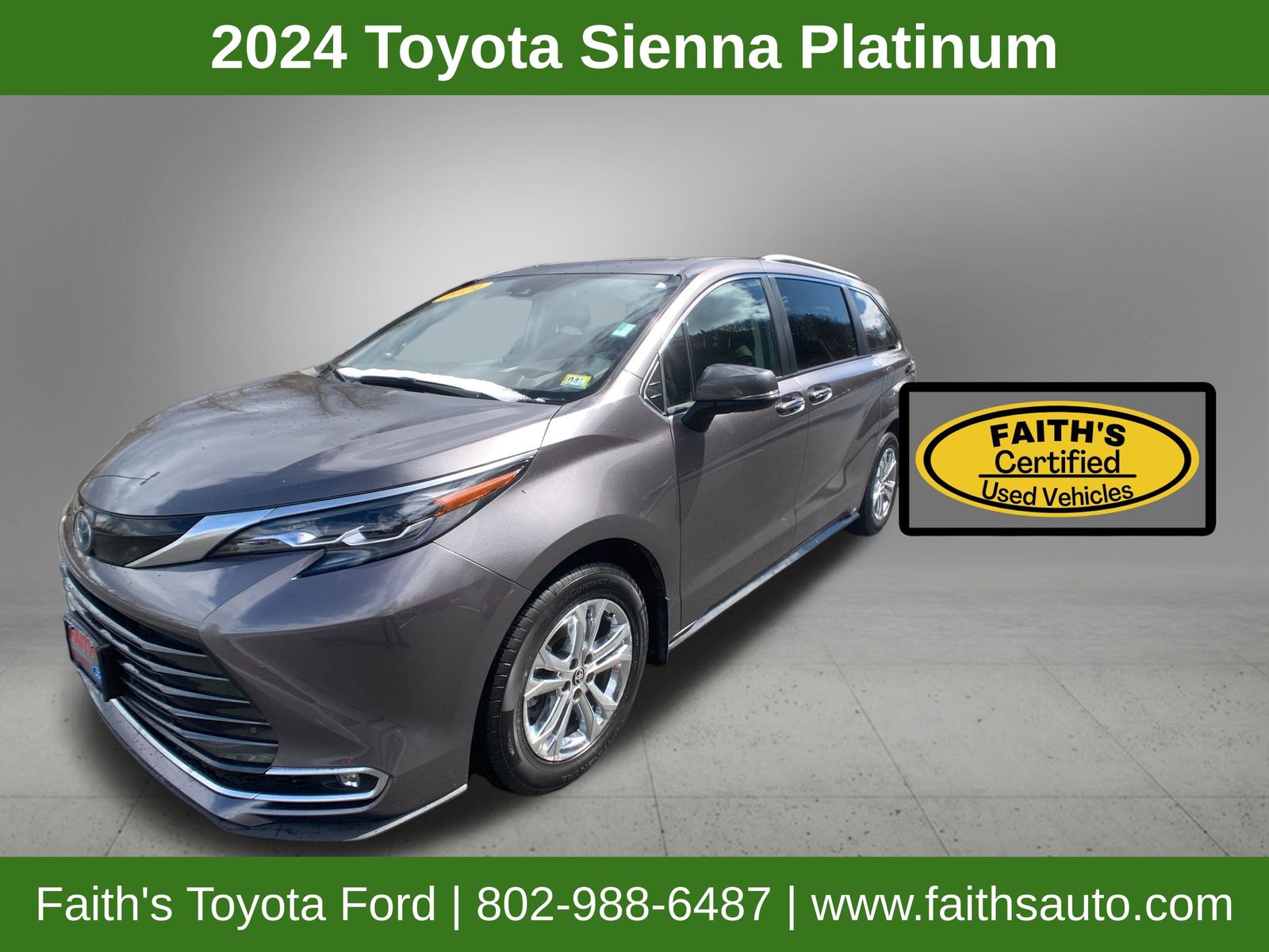 Predawn Gray Mica 2024 Toyota Sienna Platinum 7-Passenger AWD Minivan All-Wheel Drive Continuously Variable Transmission