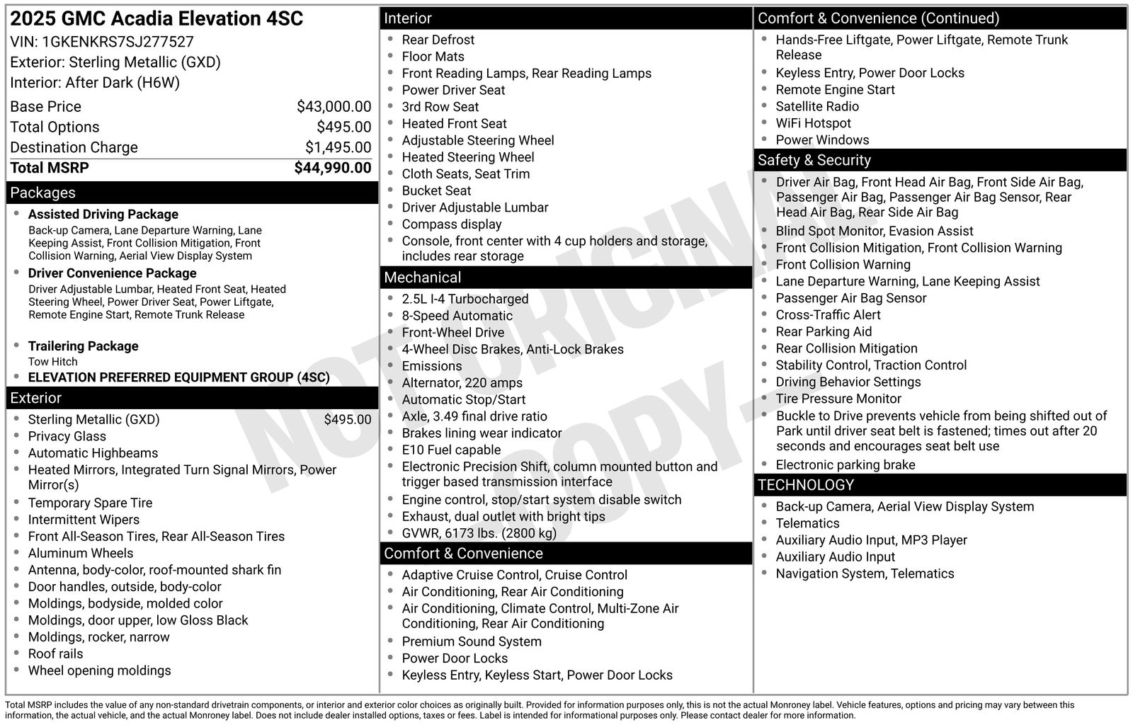 2025 GMC Acadia Elevation FWD