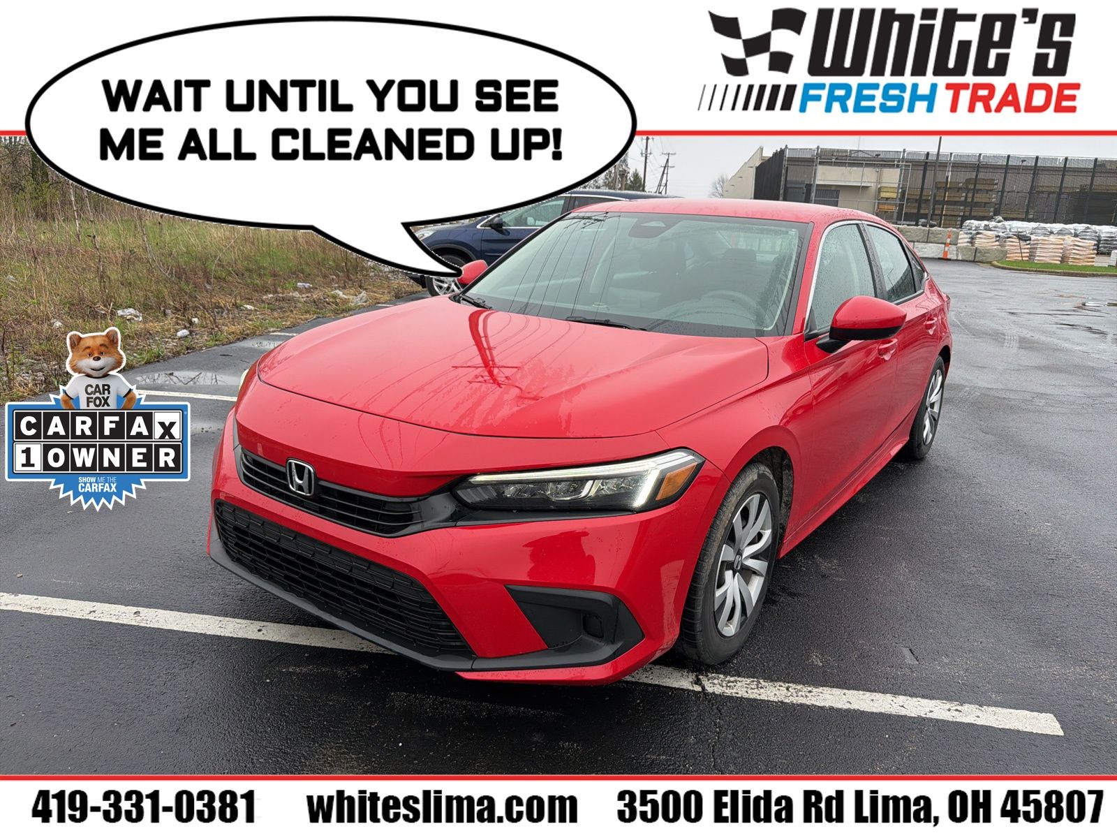 Red 2023 Honda Civic LX FWD Sedan Front-Wheel Drive Continuously Variable Transmission