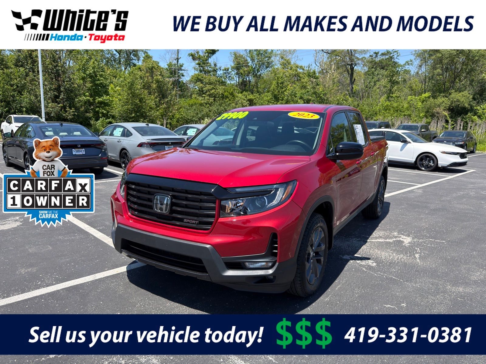 Red 2023 Honda Ridgeline Sport AWD Pickup Truck All-Wheel Drive 9-Speed Automatic
