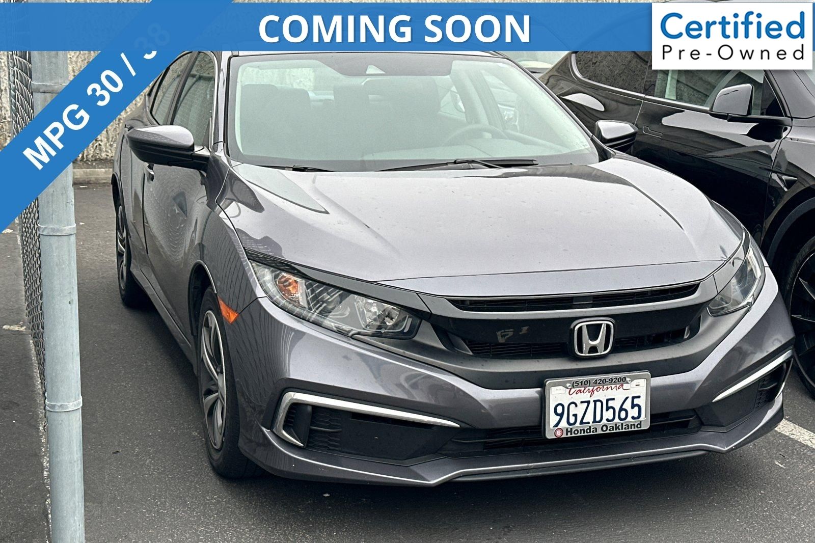 Gray (Modern Steel Metallic) 2020 Honda Civic Sedan Front-Wheel Drive Continuously Variable Transmission