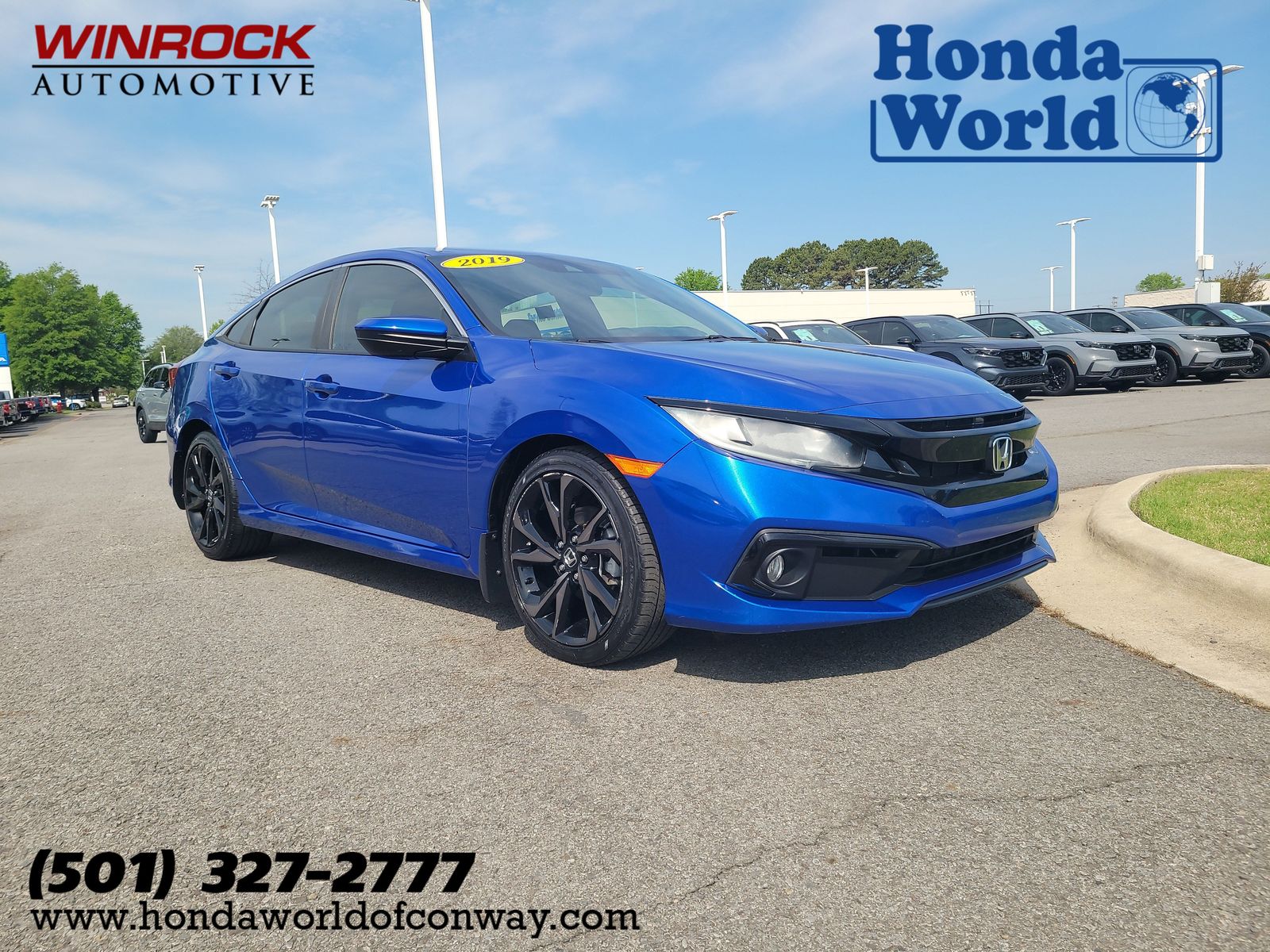 Blue 2019 Honda Civic Sport FWD Sedan Front-Wheel Drive Continuously Variable Transmission