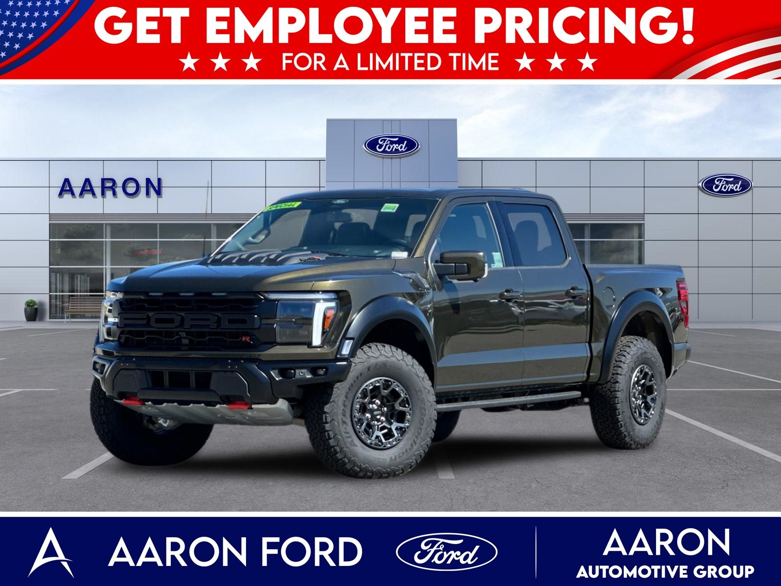 Green 2025 Ford F-150 Raptor SuperCrew 4WD Pickup Truck Four-Wheel Drive Automatic
