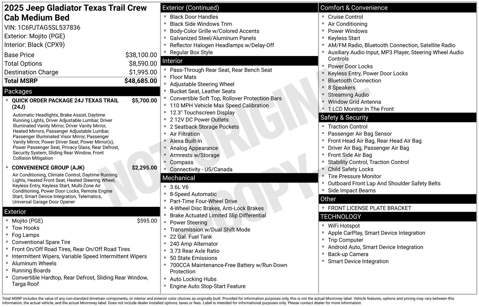 Used Car 2025 Jeep Gladiator  Texas Trail For Sale Under $40,000 In Austin, Texas