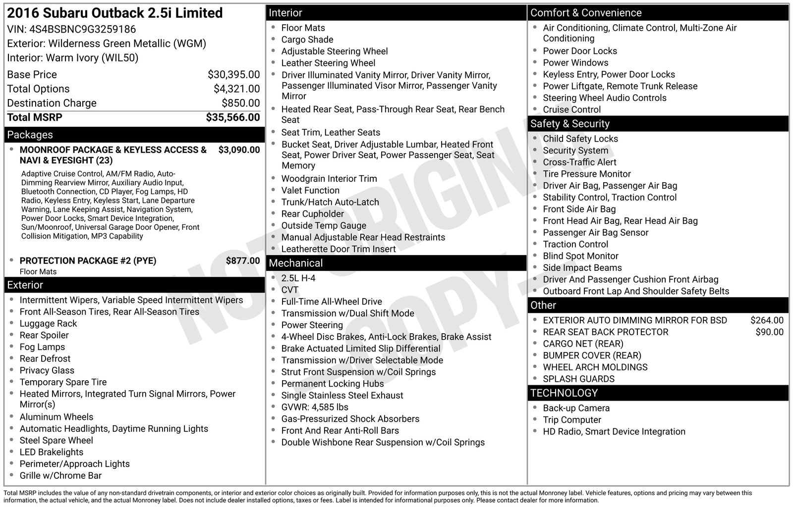 Used Car 2016 Subaru Outback  2.5i For Sale Under $15,000 In Austin, Texas