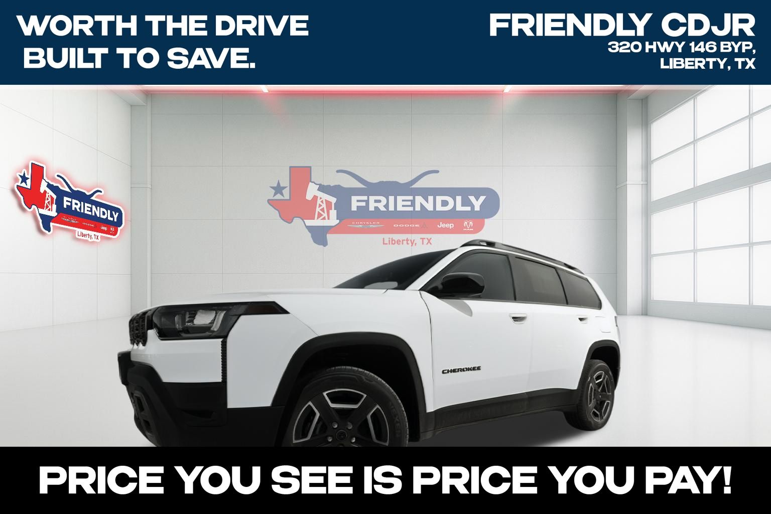 Bright White Clearcoat 2026 Jeep Cherokee Laredo 4WD SUV / Crossover Four-Wheel Drive Continuously Variable Transmission