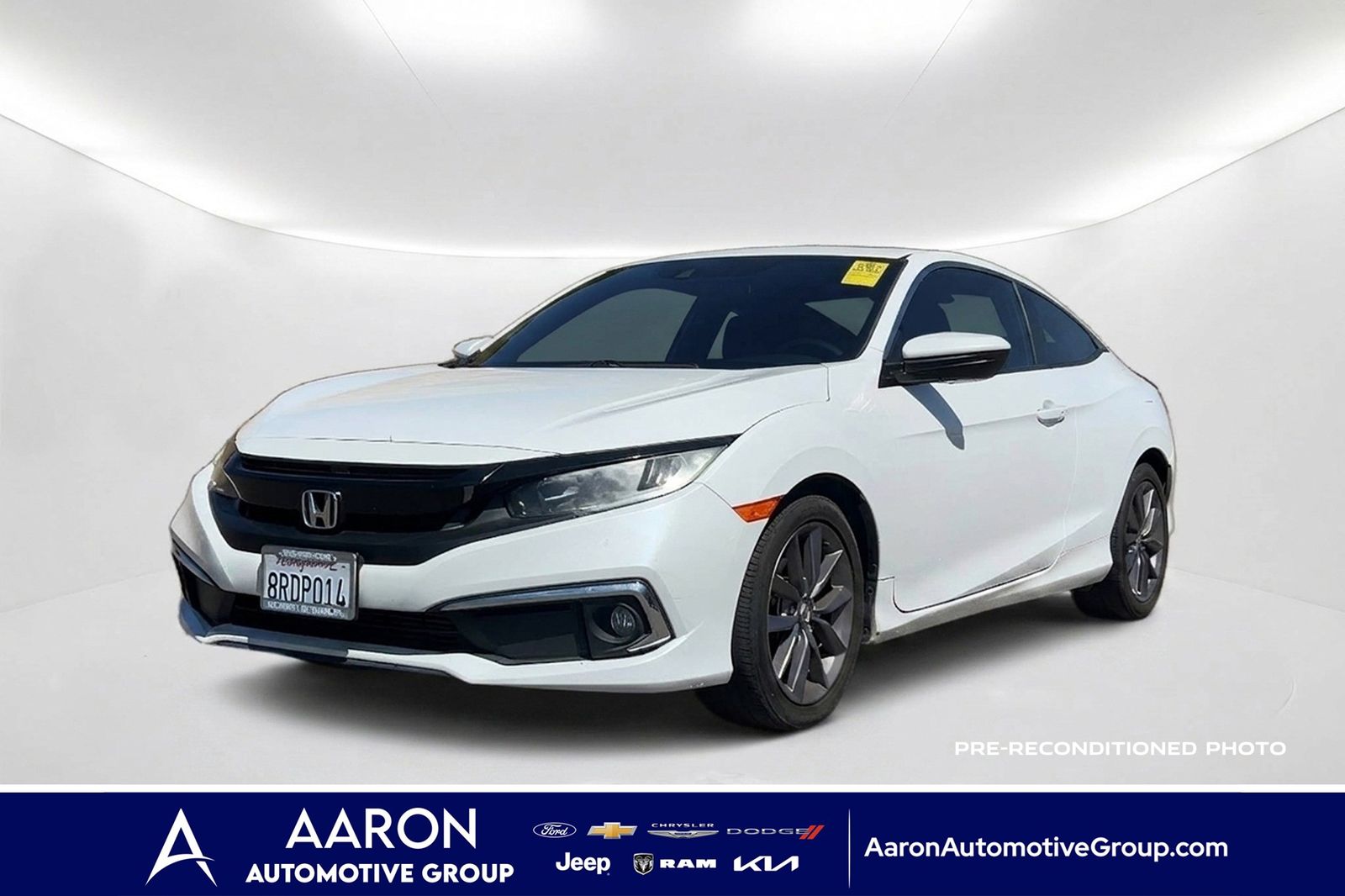 Platinum White Pearl 2020 Honda Civic Coupe Front-Wheel Drive Continuously Variable Transmission