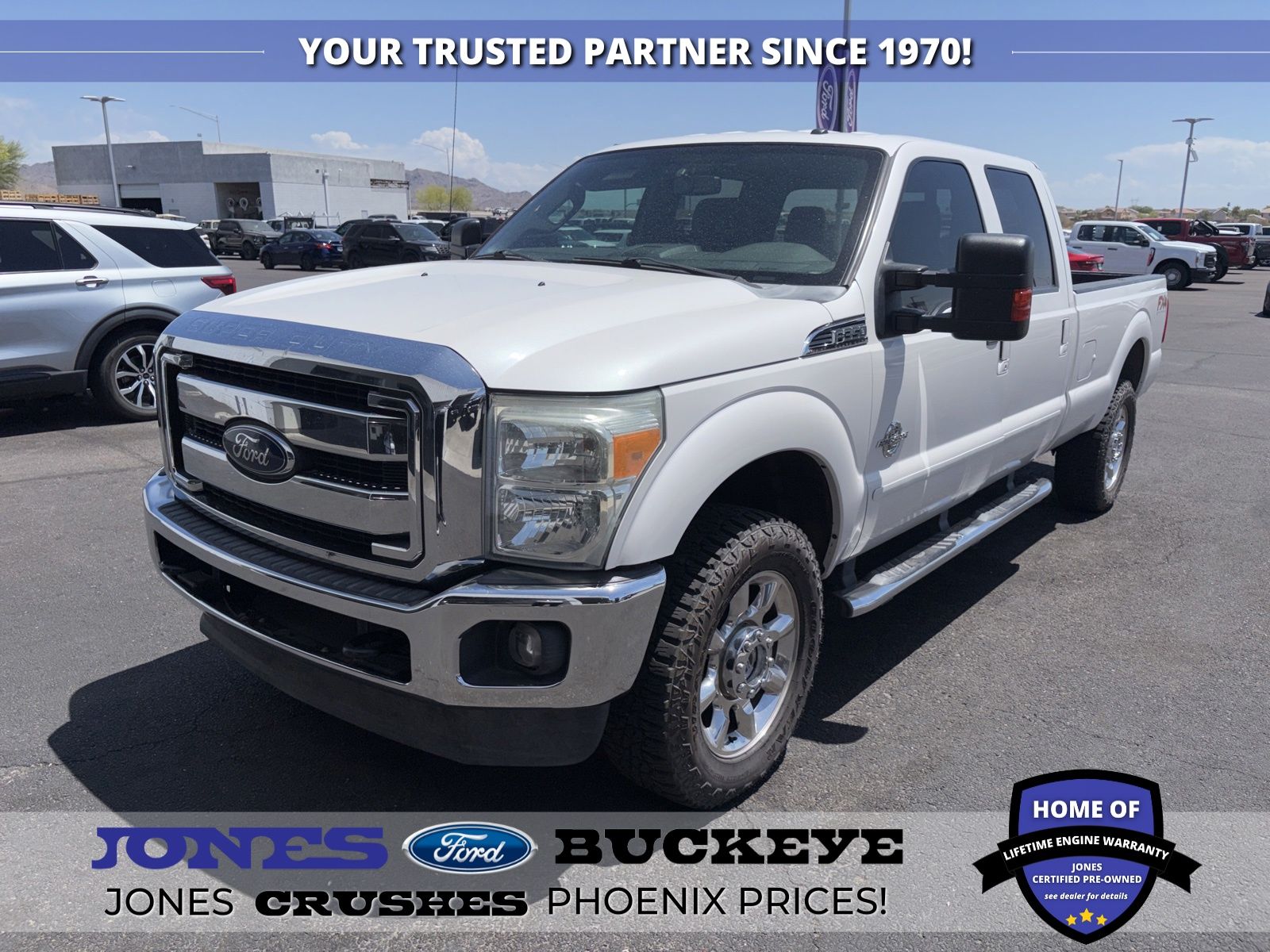 White Platinum Clearcoat Metallic 2015 Ford F-350 Super Duty Lariat Crew Cab 4WD Pickup Truck Four-Wheel Drive 6-Speed Automatic