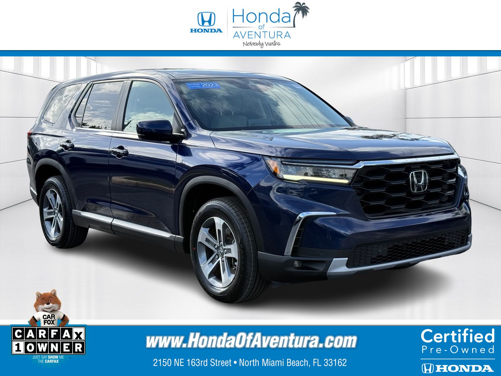 Black (Obsidian Blue Pearl) 2023 Honda Pilot EX-L FWD with Captains Chairs SUV / Crossover Front-Wheel Drive Automatic