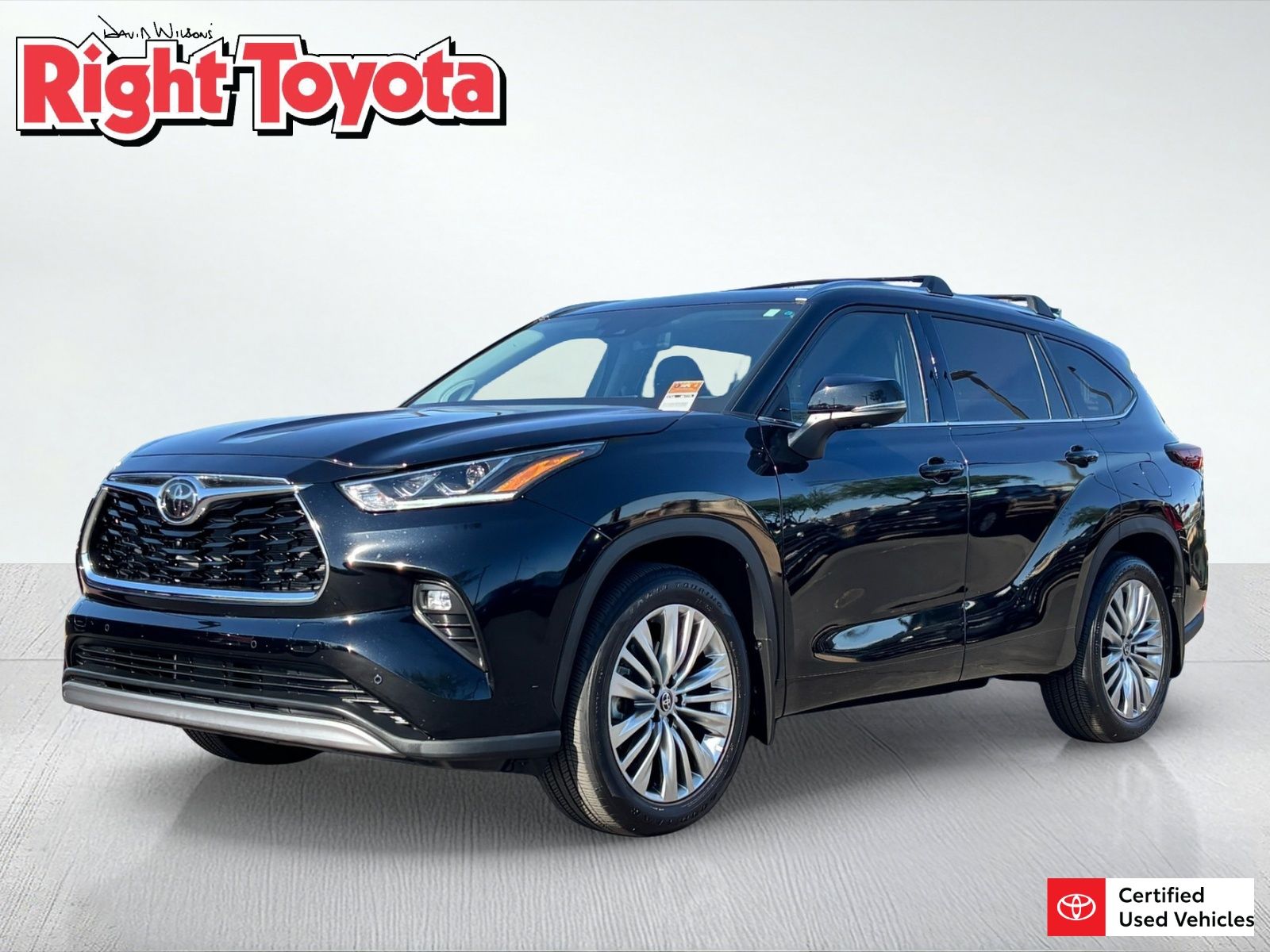 CPO Midnight Black Metallic 2025 Toyota Highlander Platinum for