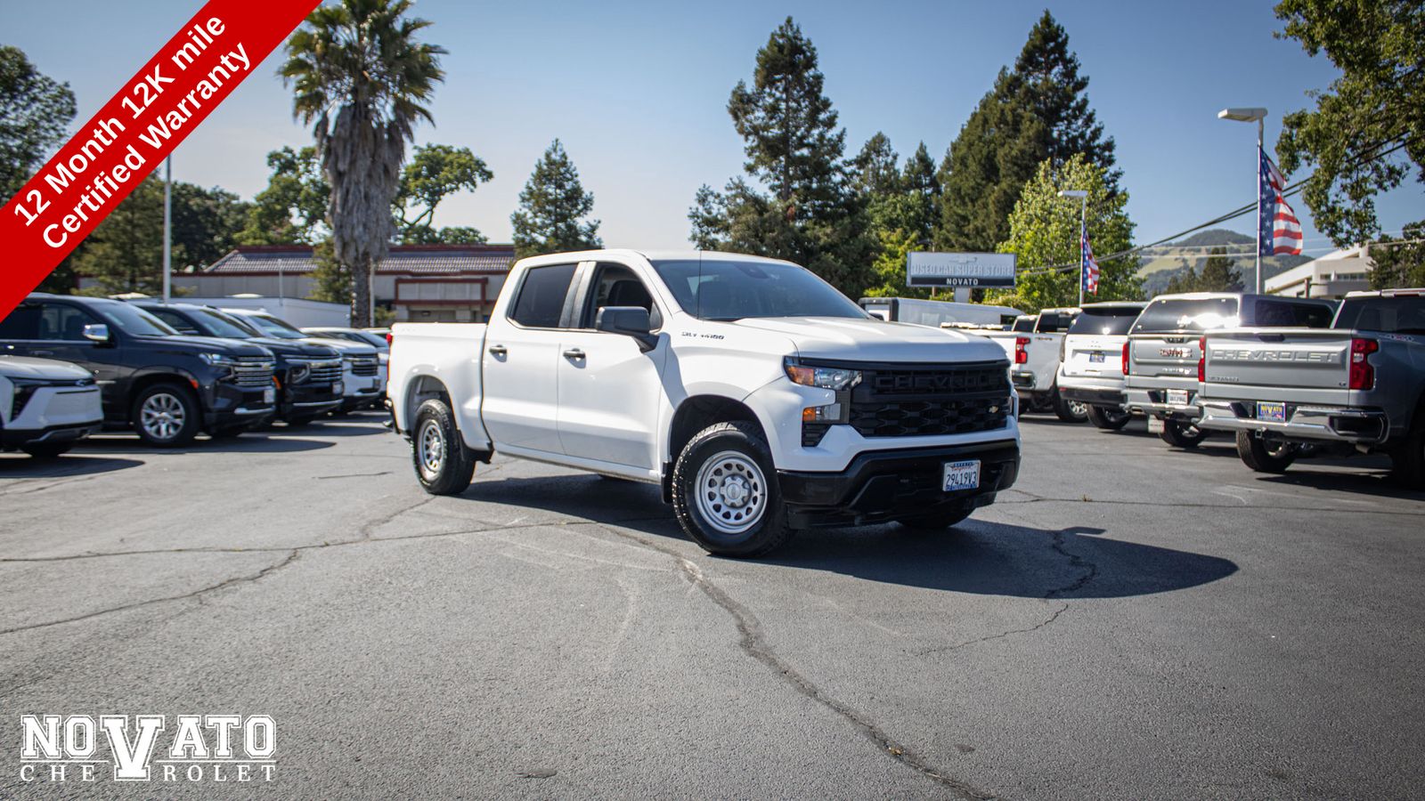 Summit White 2023 Chevrolet Silverado 1500 Work Truck Crew Cab 4WD Pickup Truck Four-Wheel Drive Automatic