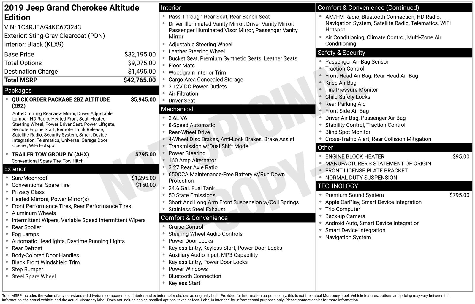 Used Car 2019 Jeep Grand Cherokee  Altitude For Sale Under $20,000 In Austin, Texas