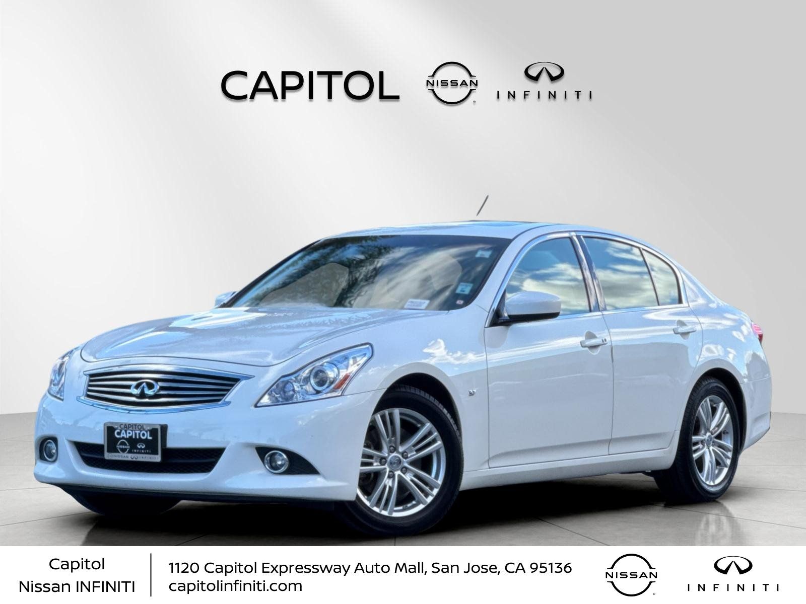 Moonlight White 2015 INFINITI Q40 Sedan Rear-Wheel Drive 7-Speed Automatic