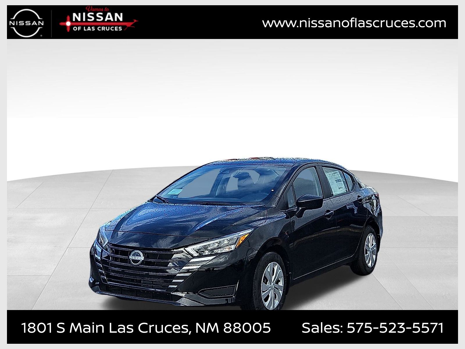Super Black Metallic 2025 Nissan Versa S FWD Sedan Front-Wheel Drive Continuously Variable Transmission
