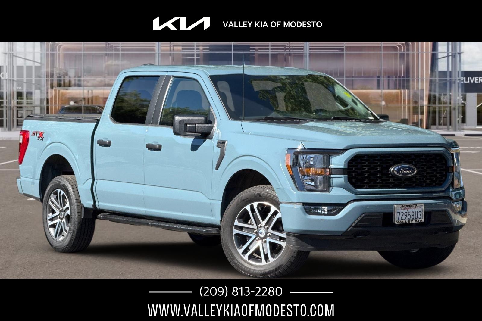Blue 2023 Ford F-150 Pickup Truck Four-Wheel Drive Automatic