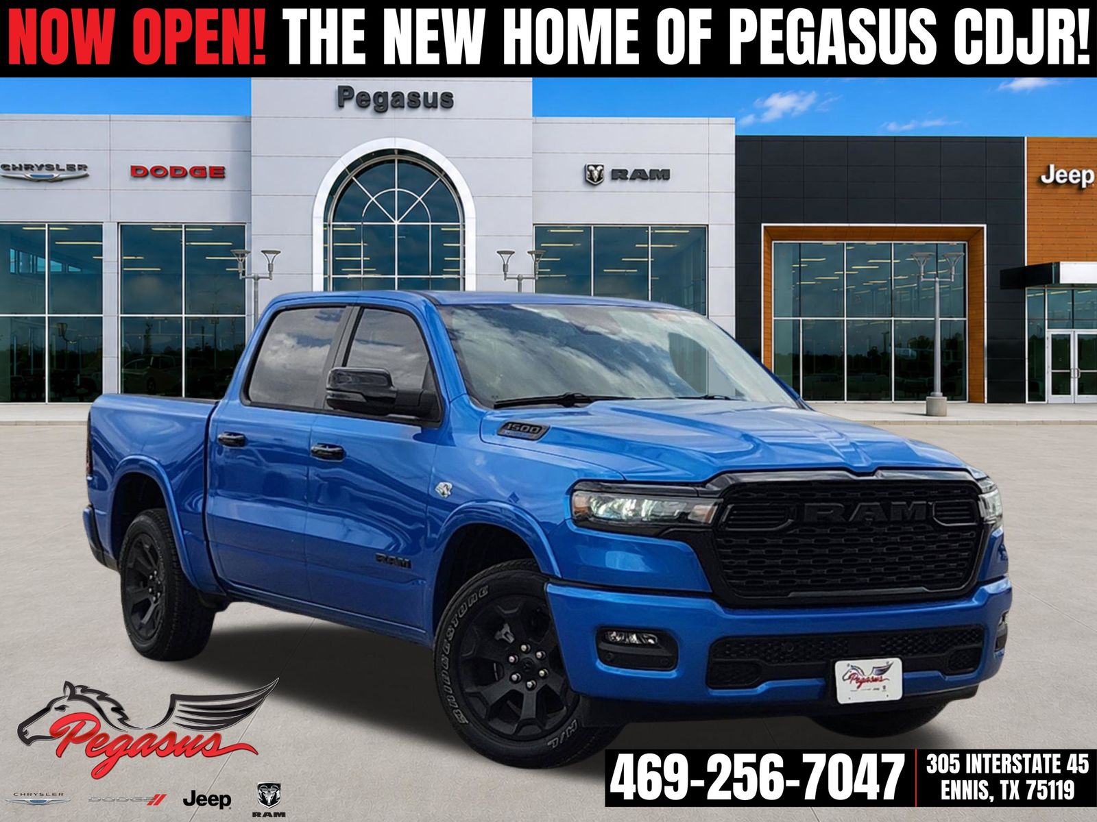 Hydro Blue Pearlcoat 2026 RAM 1500 Pickup Truck Four-Wheel Drive 8-Speed Automatic